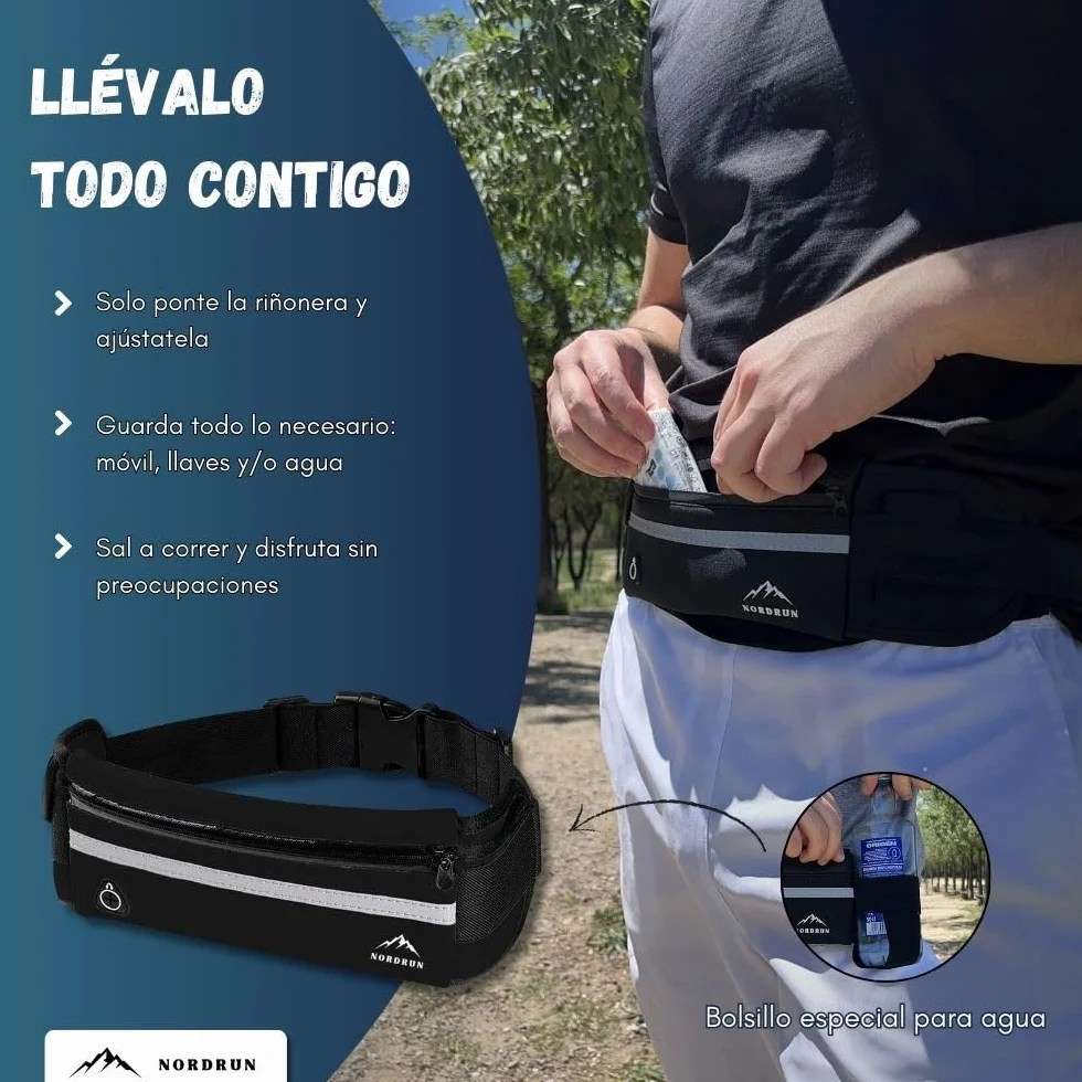 Riñonera Ajustable Impermeable para Móviles Running Belt Deportivo