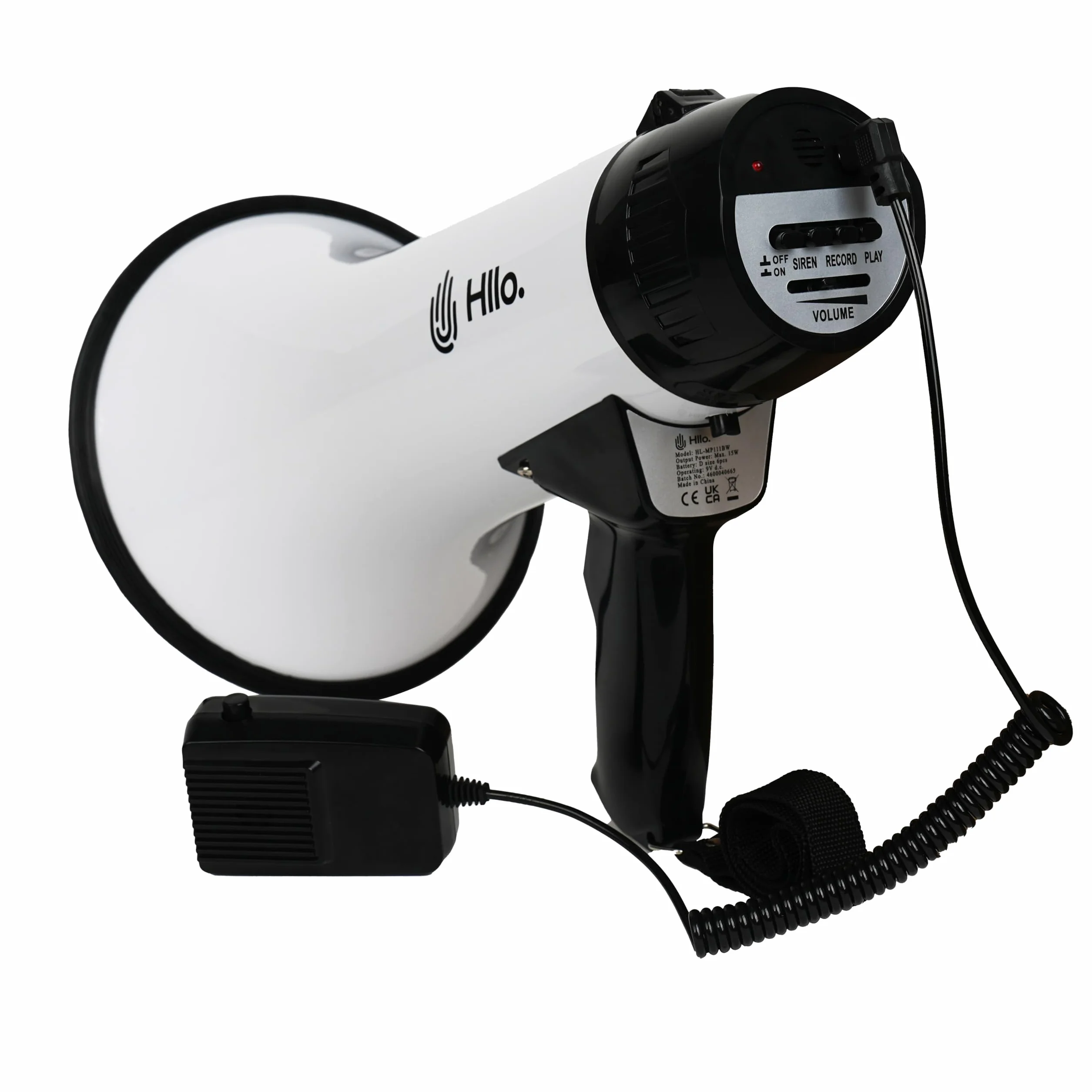 Megáfono 111dB con Sirena y Control de Volumen, Alcance 300 Metros