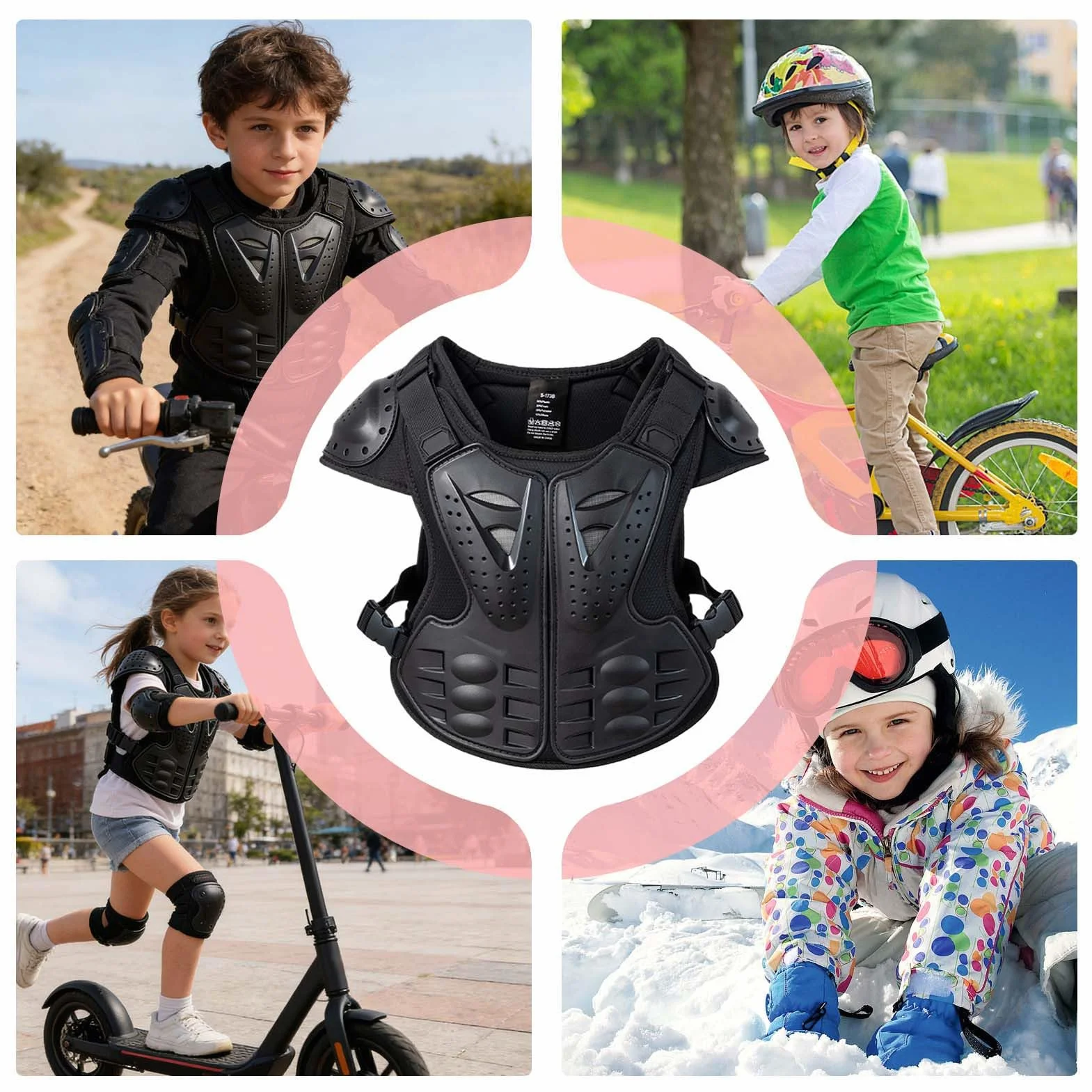 Equipo de Protección para Motociclistas Infantiles, Chaleco de Ciclismo, Protector de Pecho 45x36,2 cm