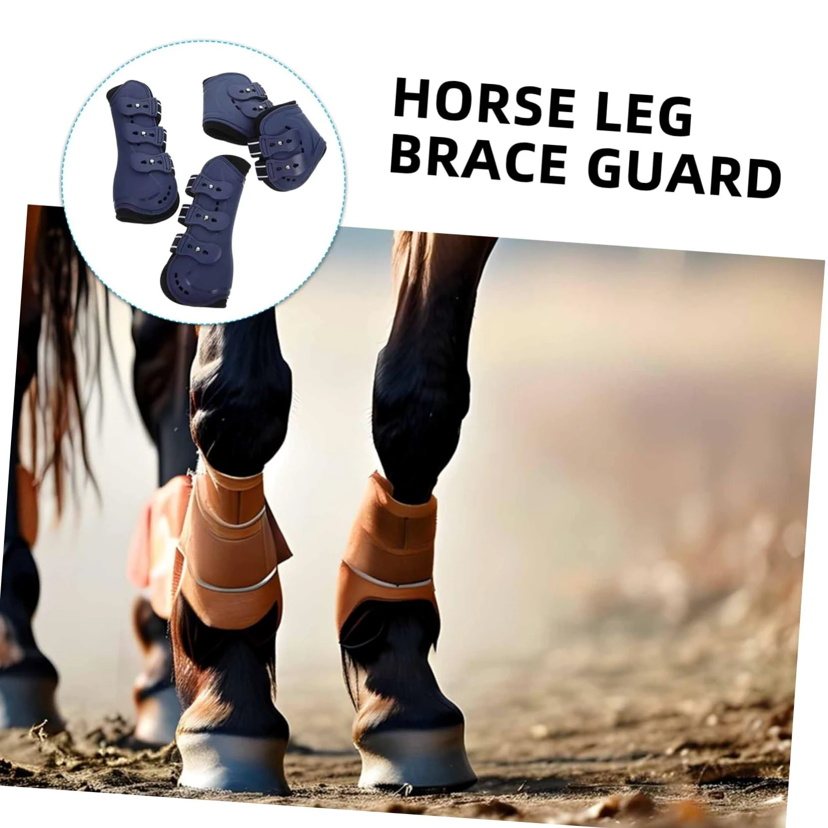 Happyyami 4piezas Botas Protectoras para Caballos De PU Ajustables para Protección De Tendones y Fetlock para Entrenamiento y Salto Equitación Mediano