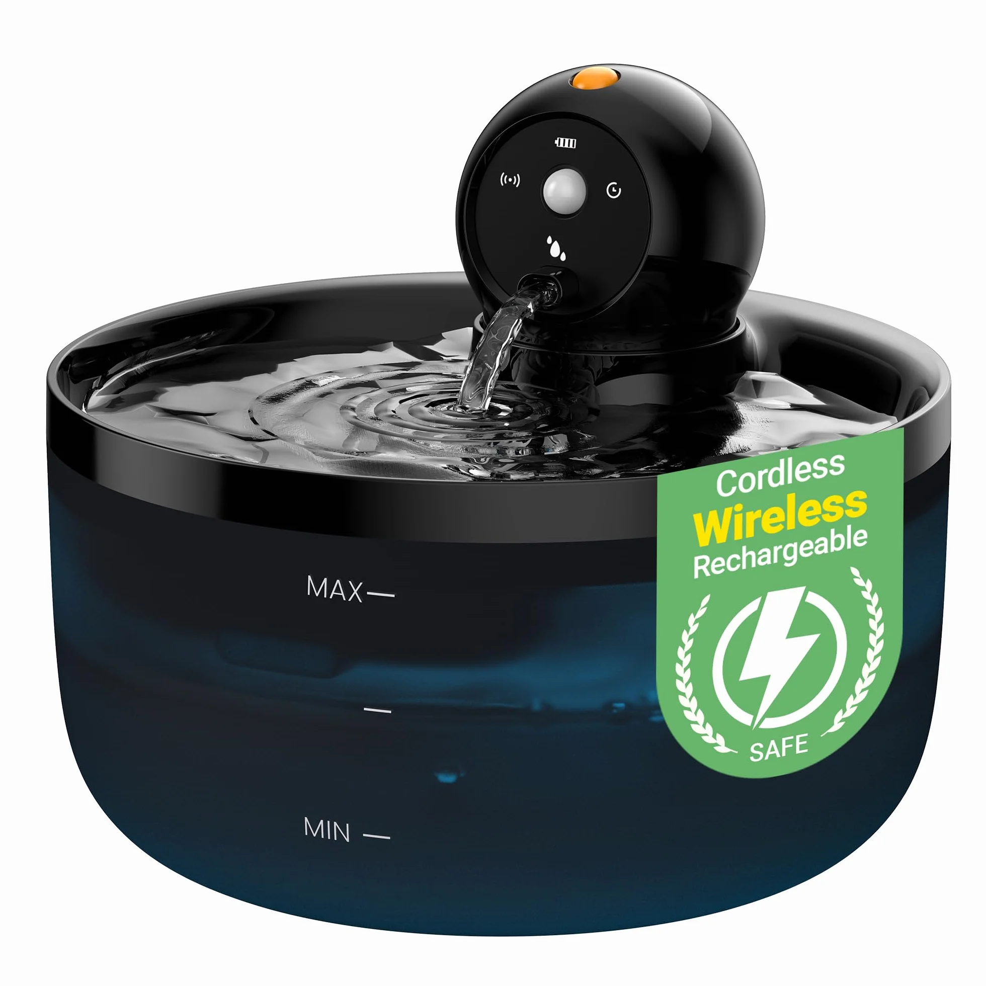 Fuente para Gatos sin Cable: Bebedero Gatos Automatico Inalambrica - 2.6L Fuente Gato con Sensor de Movimiento - Dispensador Agua Gato Recargable con Batería - Dispensador Agua Mascotas con Pilas