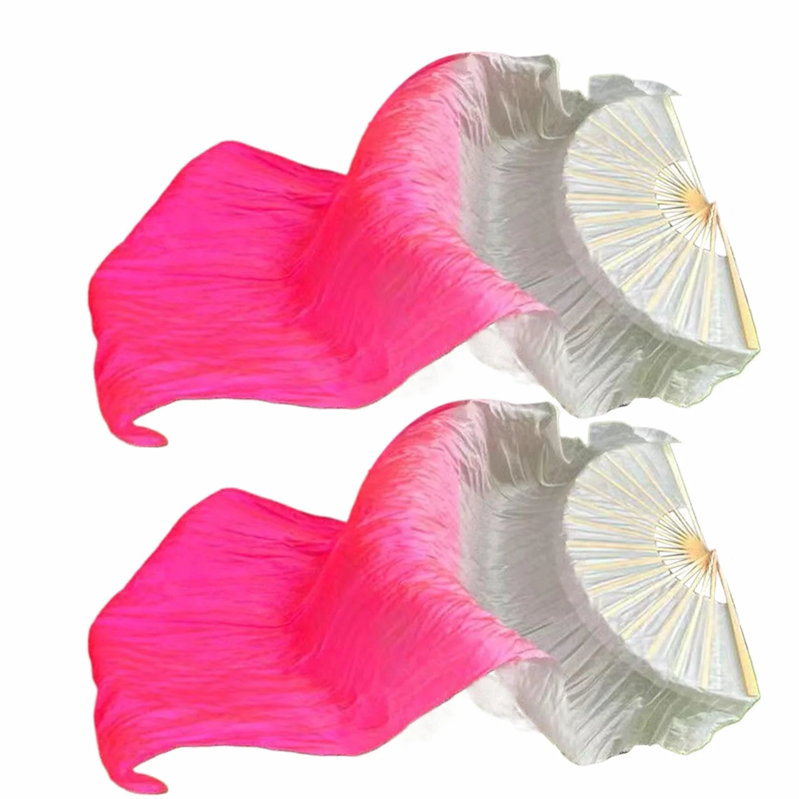 Silk Veil Fans, Chinese National Dance Fan Set, Flowing Performance Flag Fans for Dancers