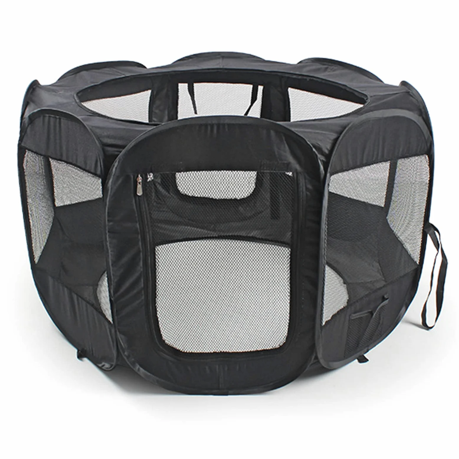 Tienda De Campaña Portátil Plegable Para Mascotas, Parque De Juegos Para Mascotas, Parque Para Perros,Parque De Juegos Octogonal Para Perro, Gato, Conejo Con Cuenco De Viaje Plegable,Negro