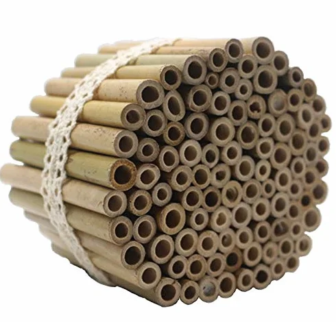 200 tubos de bambú de 10 cm de longitud, material de relleno para hotel, contenido en invierno, abejas silvestres, nido, caseta para insectos, para colgar, jardín, balcón, hotel de