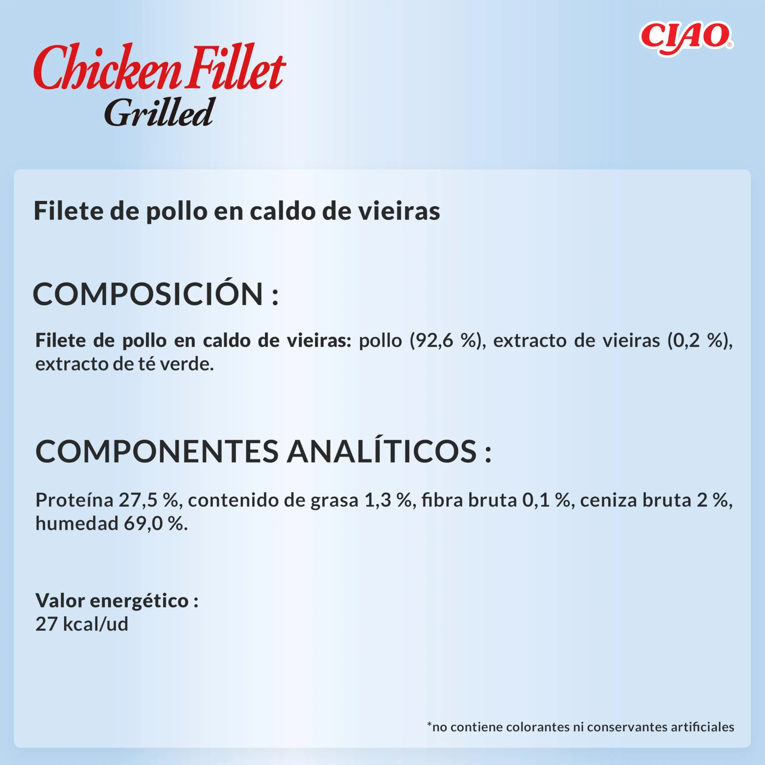 INABA Filete de Pollo a la Parrilla - Golosinas de Filete de Pollo - Caldo Sabor Vieira - Snack Felino Rico en Antioxidantes a la Parrilla - para Gatos - 1 Filete 25g