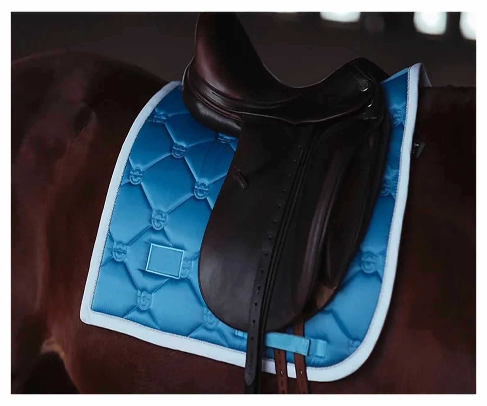 Mantilla para Caballo Almohadilla de Silla de Doma de Tela Satinada, Equipo de equitación Azul, Productos ecuestres equinos