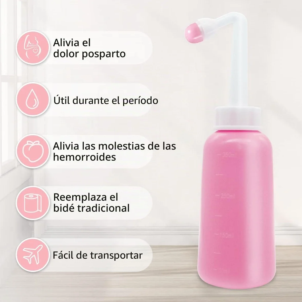 Bidet Portatil 350ml Botella Perineal Postparto con Tasche Impermeabili