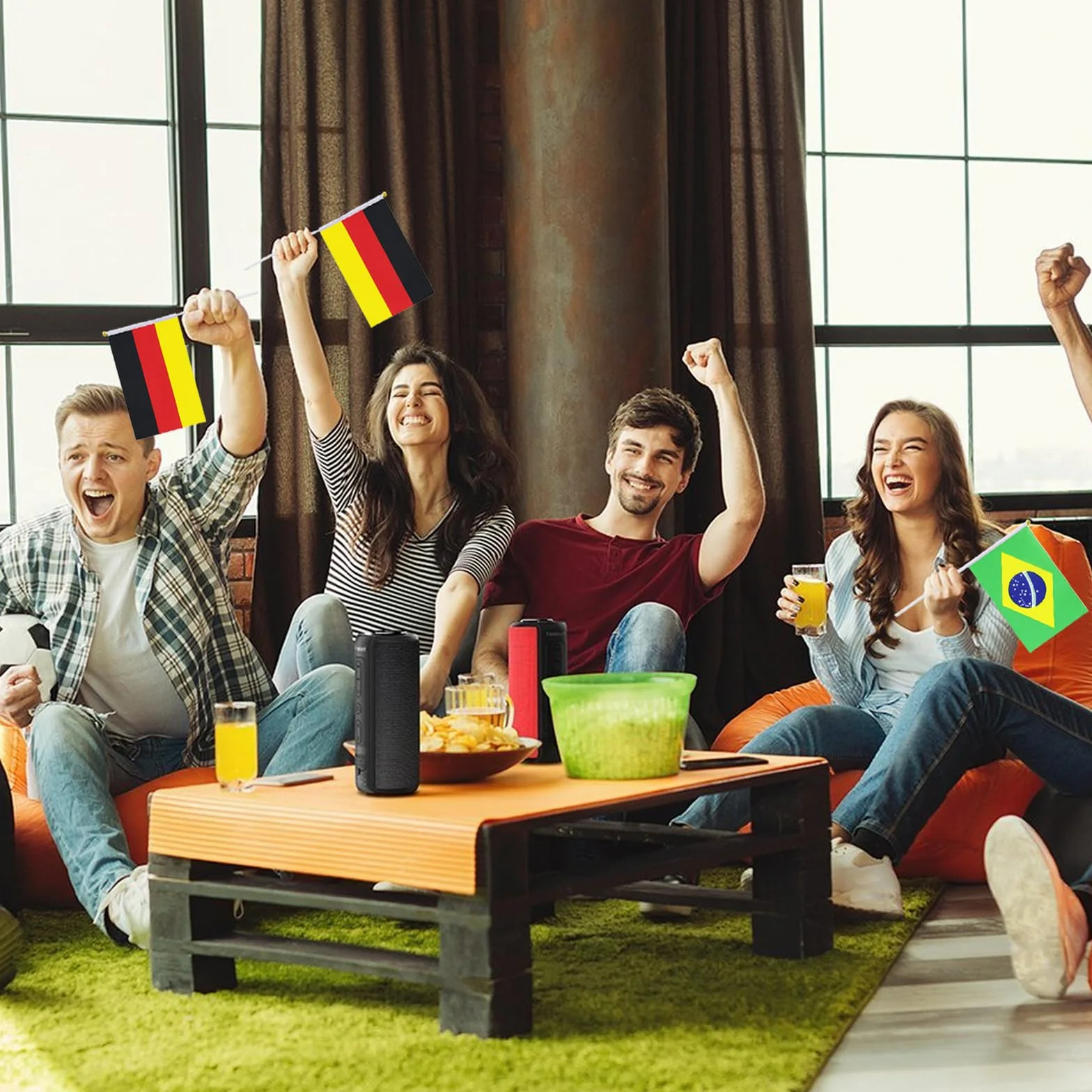 Banderas del Mundo Set 32 Países 14x21cm Poliéster Doble Cara Decor Copa Mundial