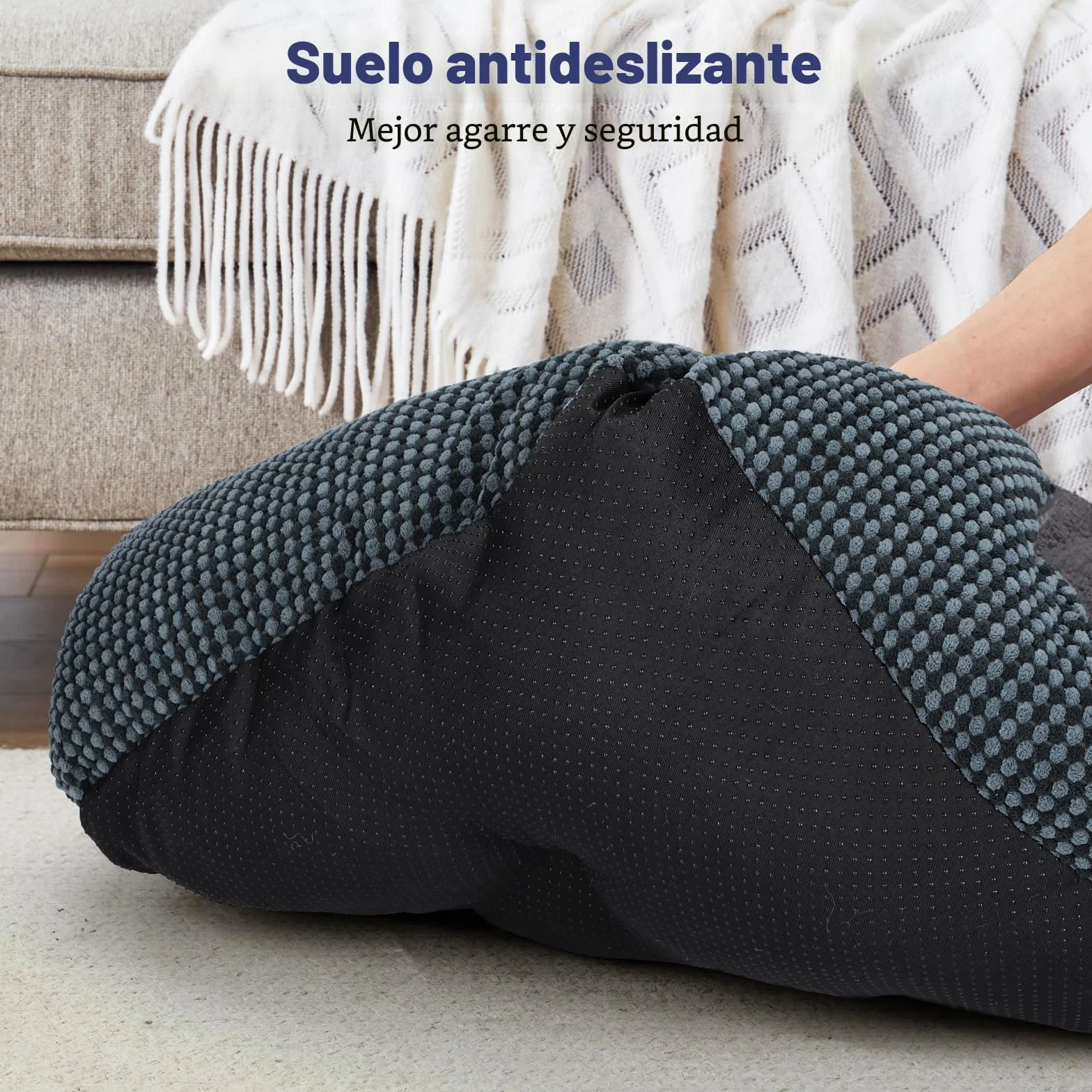 FURTIME Cama Perro, Cama Perros Grande Lavable Esponjosa, Camas Perros Antideslizante Antiansiedad, 89x63x23cm