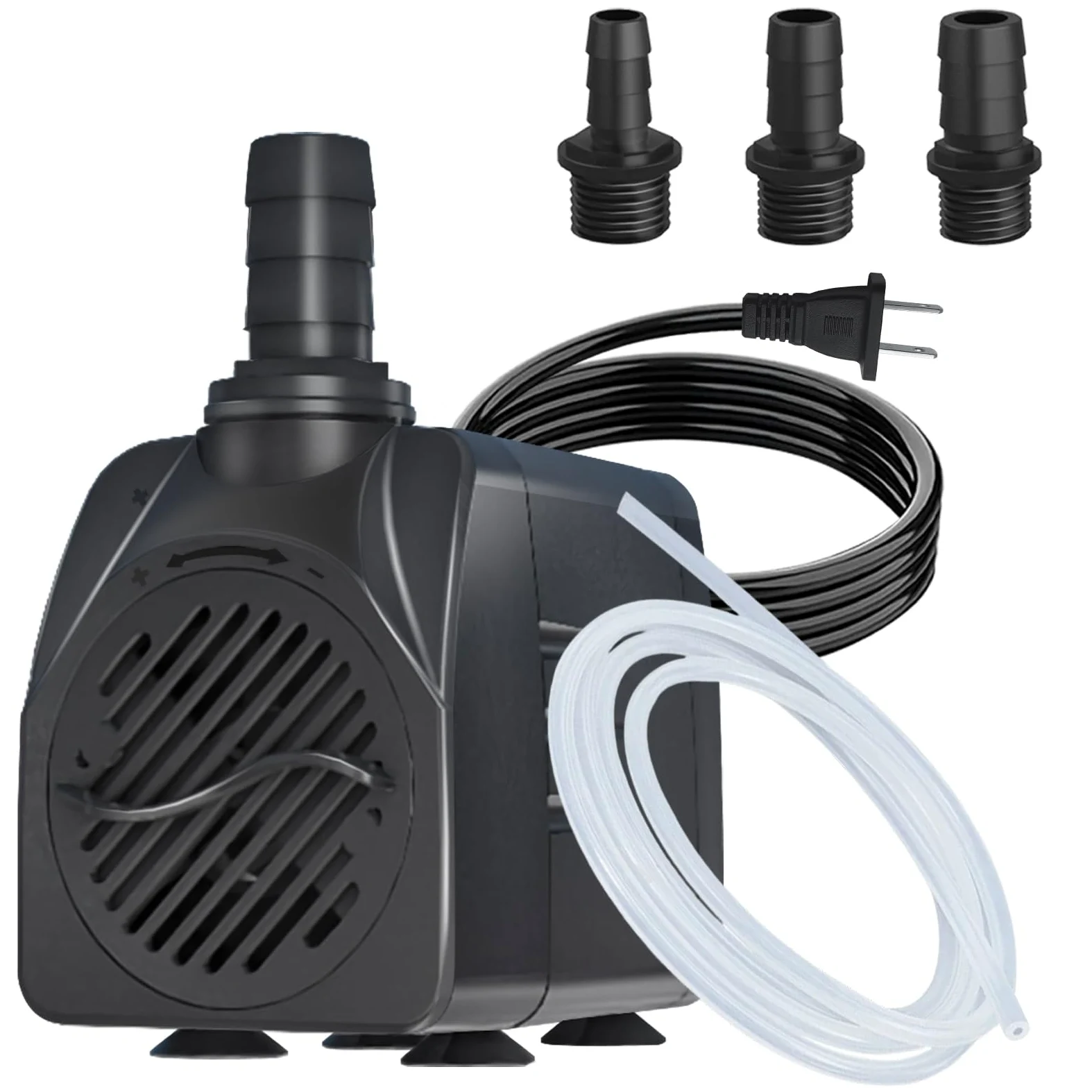 Bomba sumergible de 400 GPH de apagado automático (1500 L/H 25 W) bomba de agua de fuente ultra silenciosa con elevación de 6.5 pies de alto, 3 boquillas para acuario, pecera, estanque,