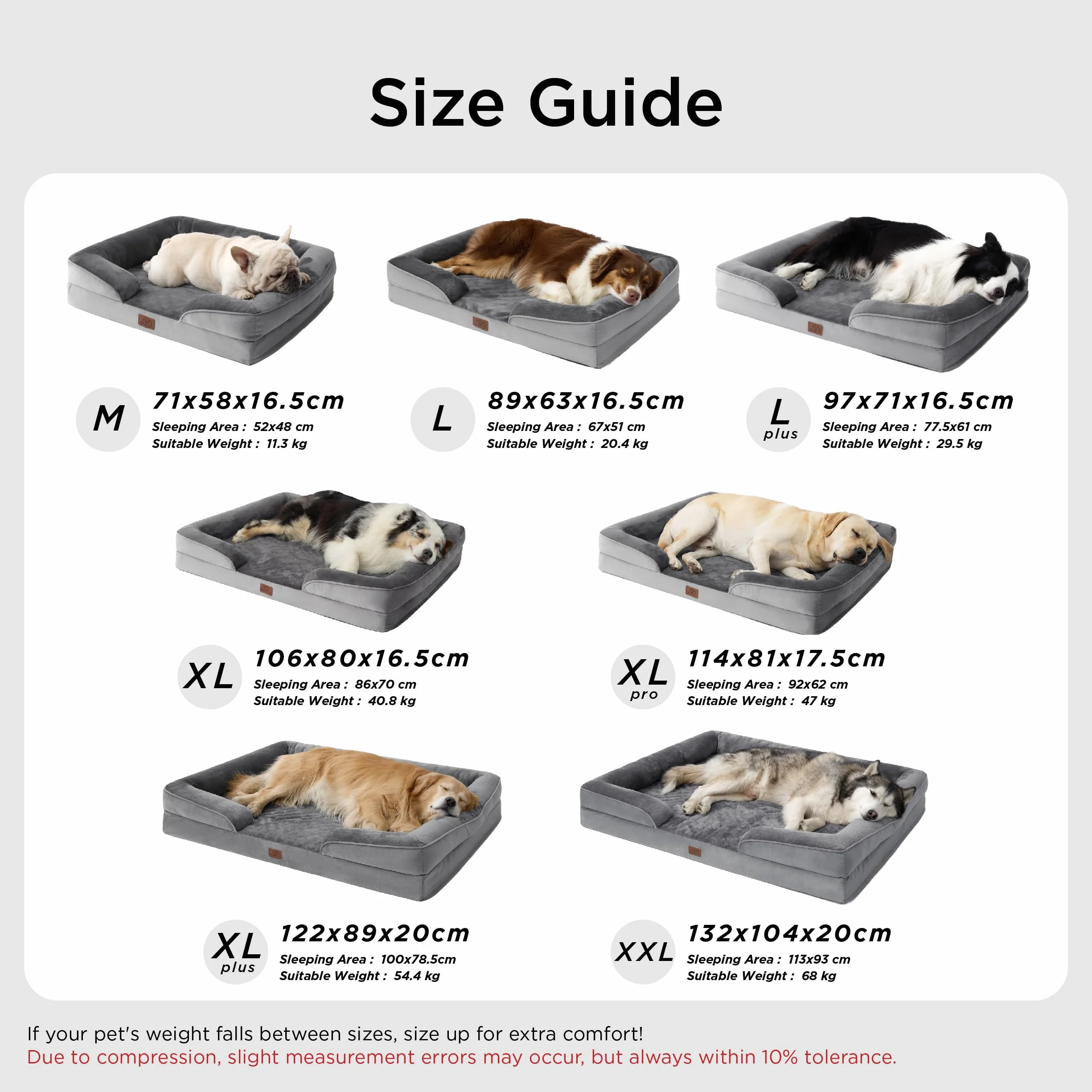 Bedsure Sofá Perro Ortopédica Grande - Cama Perro Desenfundable y Lavable, Colchon Perro con Forro Impermeable y Espuma Viscoelastica, Gris, L