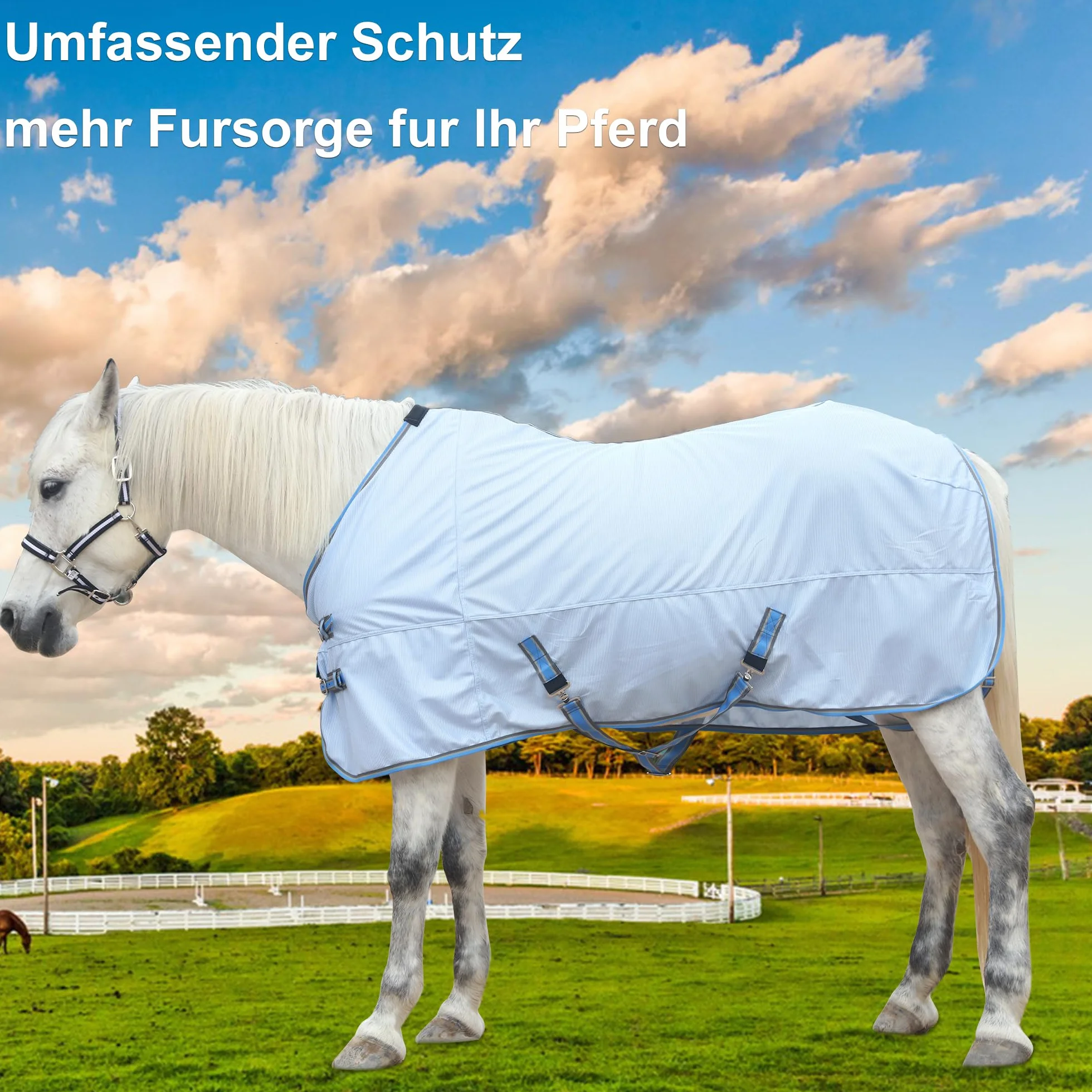 Manta antimoscas para caballo, manta para eccema con correa cruzada ajustable, protege la piel del caballo de arañazos, rayos UV y otras lesiones externas