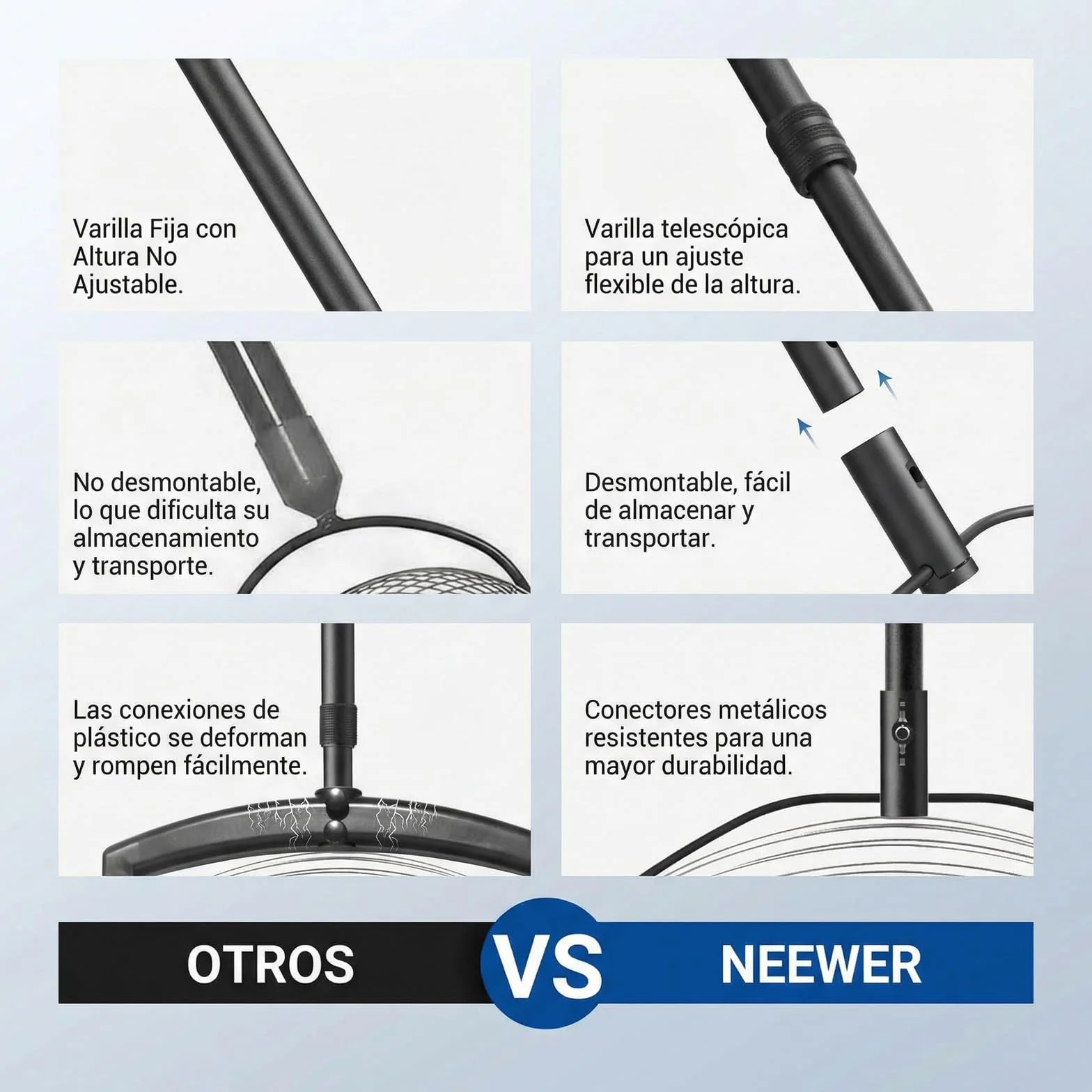 NEEWER TB01S Golf Ball Pickup Telescopic 30-58 Inch Hopper Picker Upper for 40 Balls Trainer Accessory
