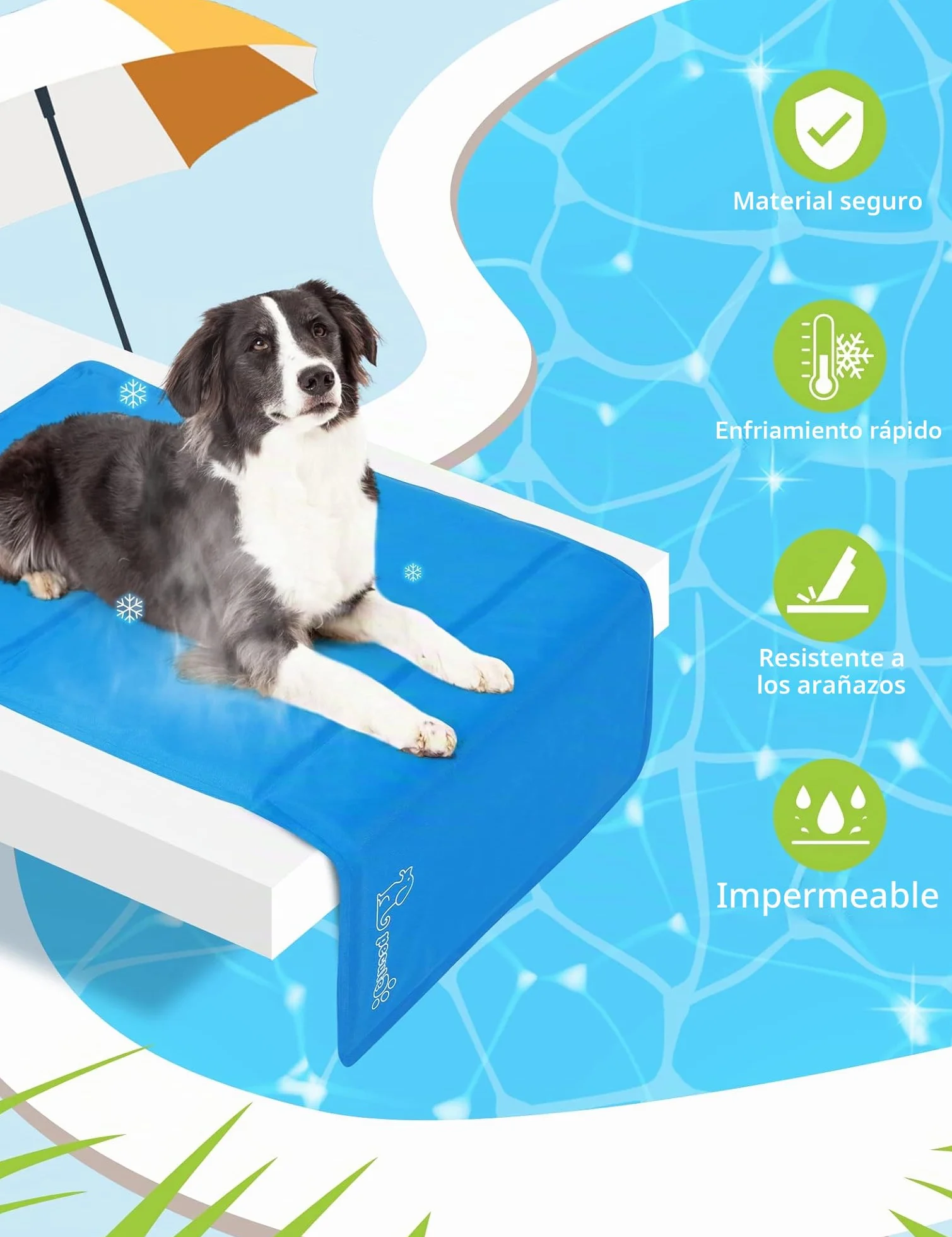 Pecute Alfombra Refrescante para Perro Actualización Engrosada 0.4mm 300D Oxford Alfombrilla de Refrigeración Automática para Animales de Compañía