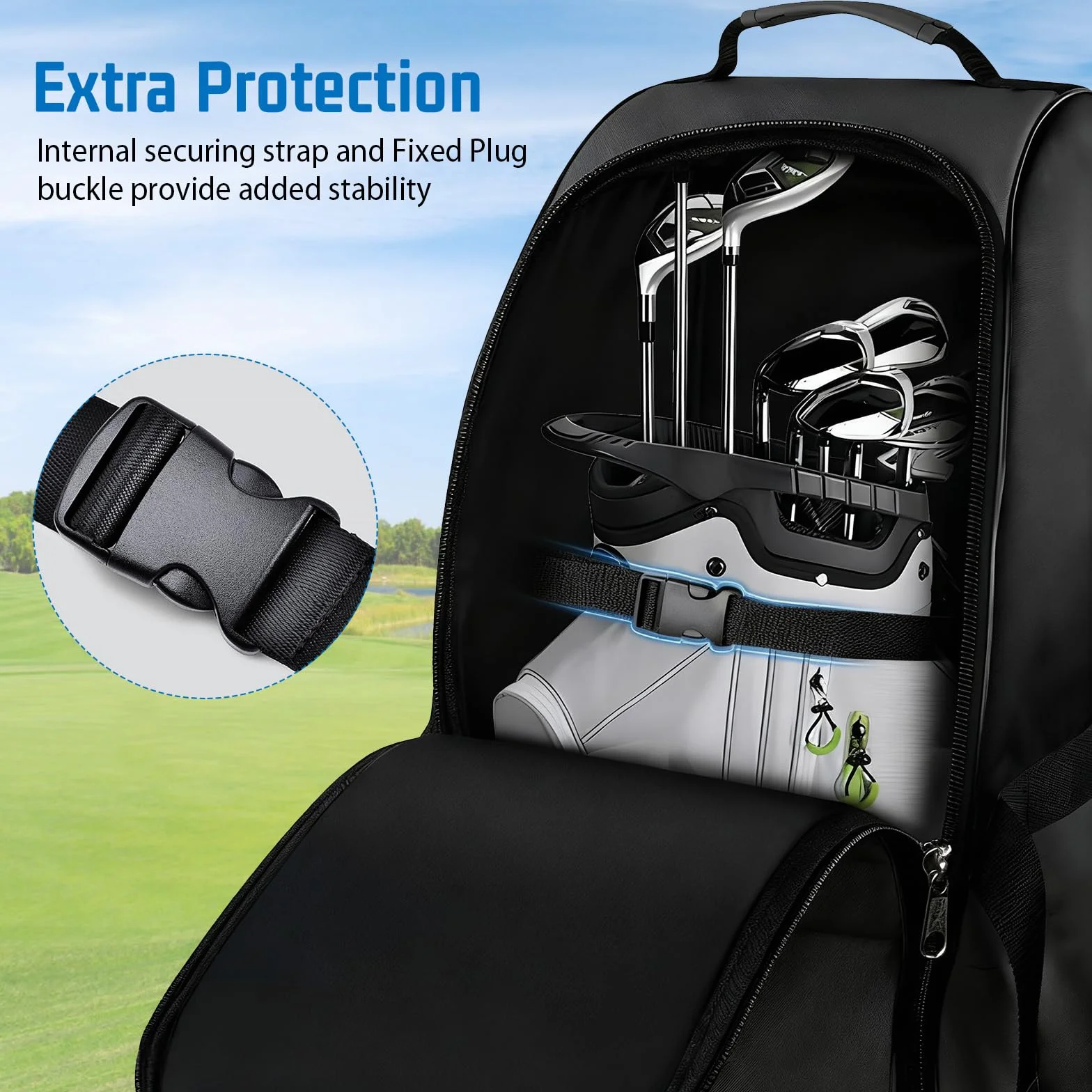Fundas de Viaje para Golf con Ruedas, Estuche de Vuelo, Tela Oxford 900D Impermeable