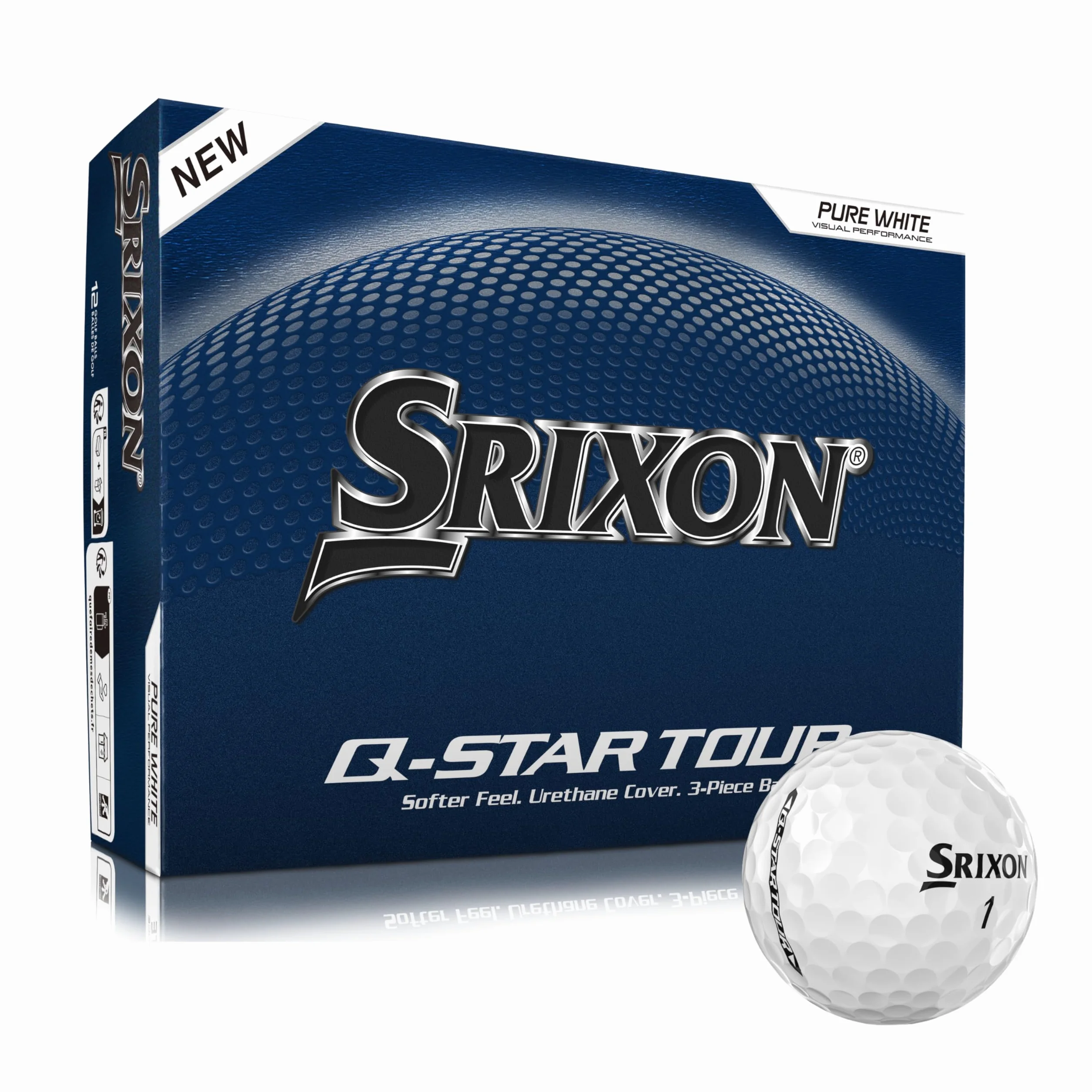 Srixon Q-Star Tour Pelotas de Golf Cubierta Uretano Alta Gama Ultrafina Spin Skin+ FastLayer Core 12 Unidades