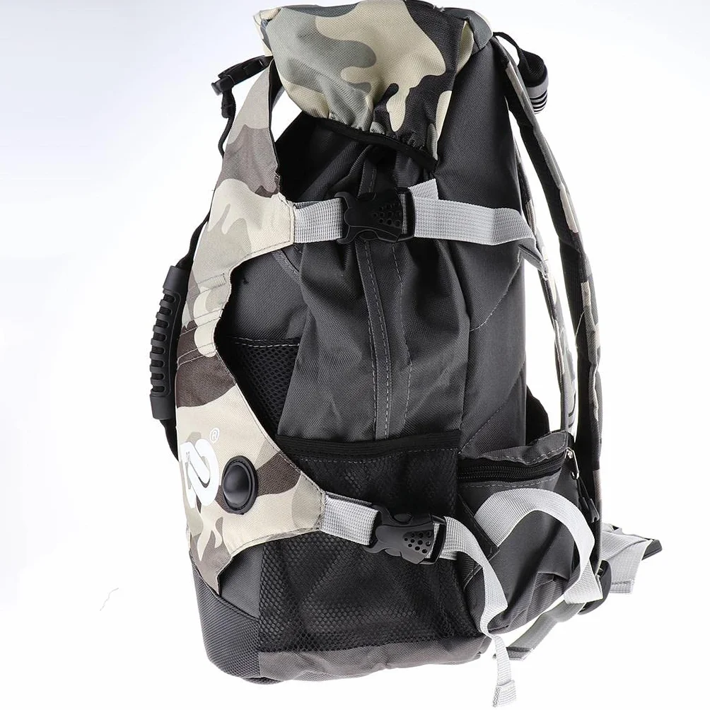 Perfk Bolsa para Patines de Ruedas, Mochila Multibolsillos Camuflaje