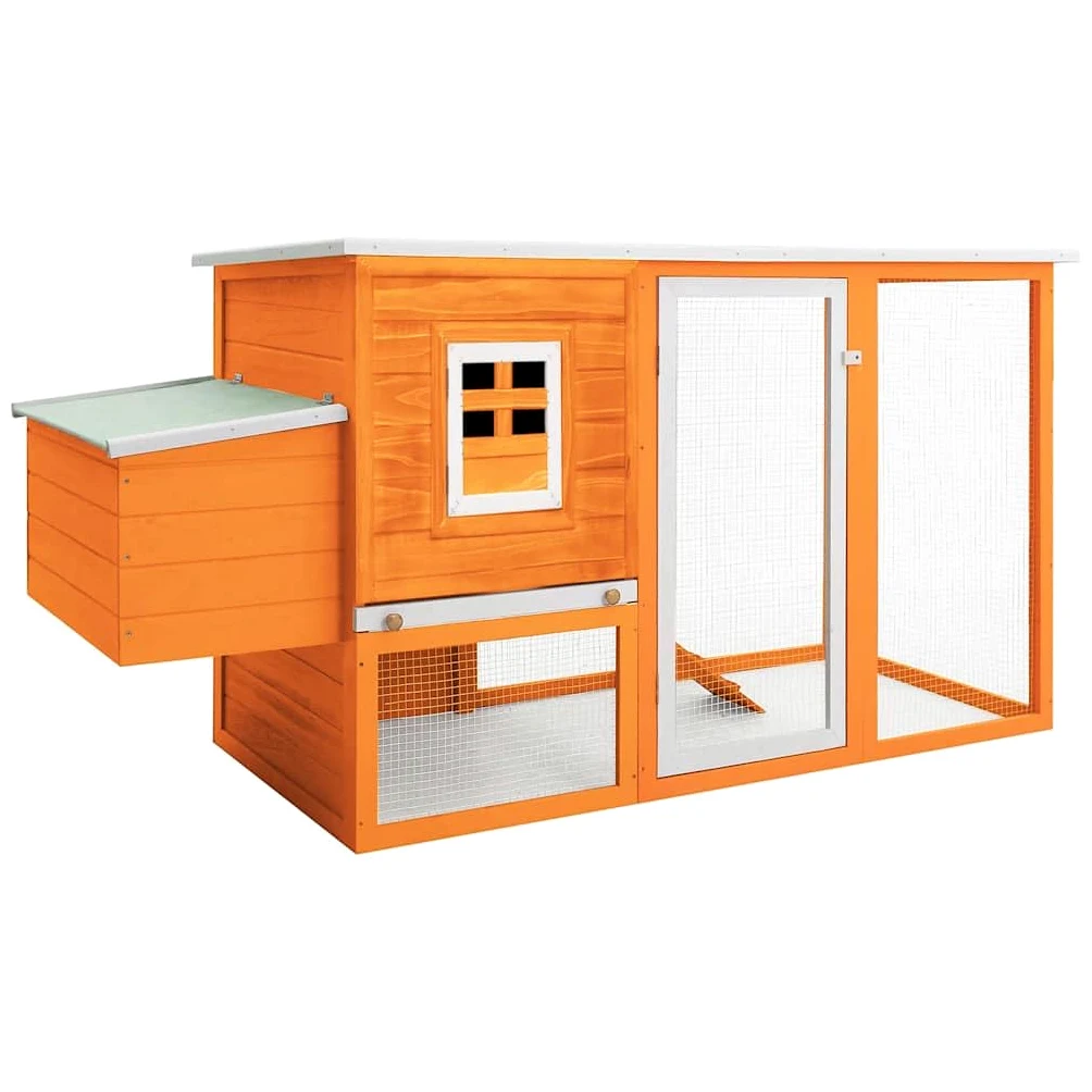 Gallinero exterior de madera de pino con techo verde impermeable, Rampa de acceso, pajarera, jaula de huevos y bandeja deslizante para pollos