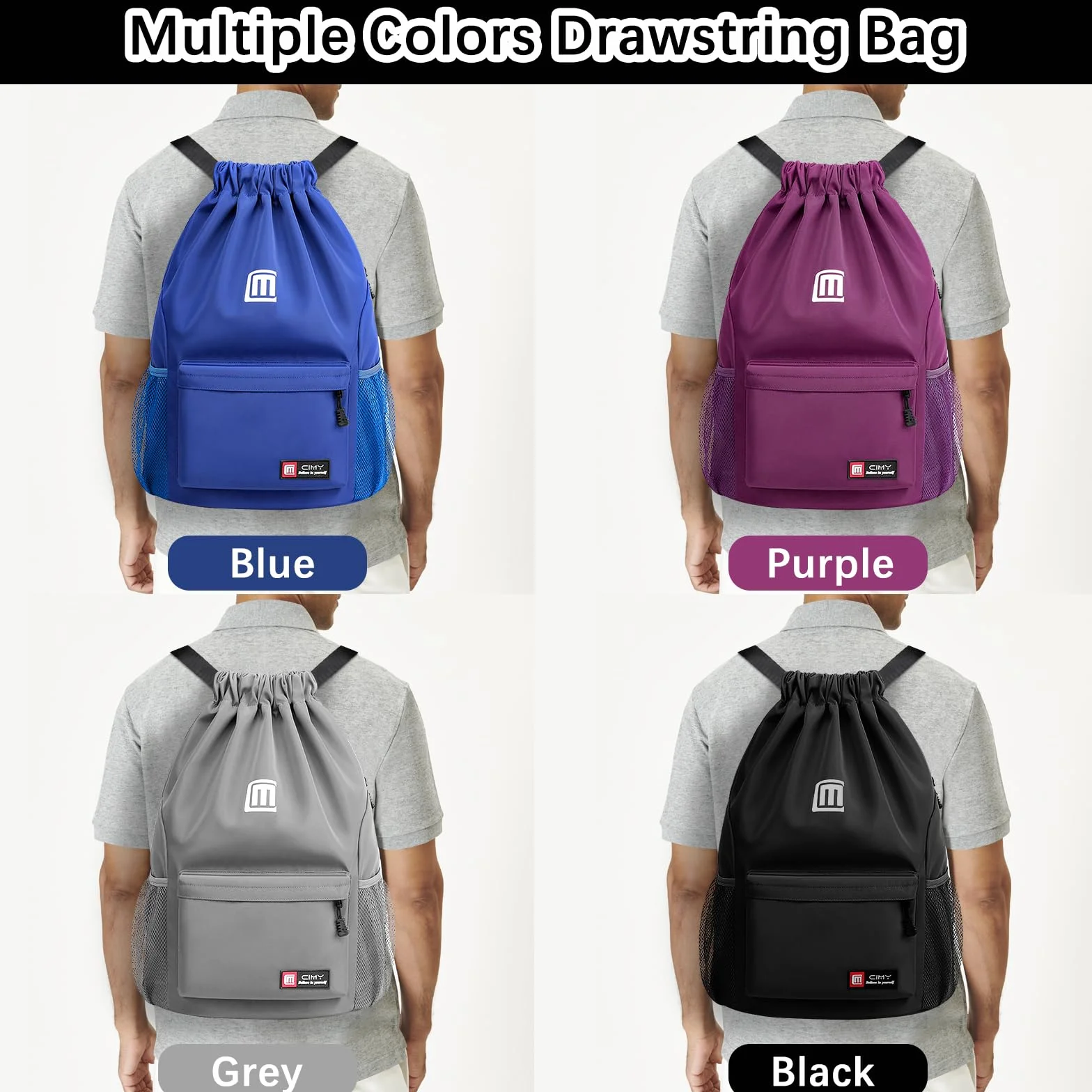 Mochila de Cuerdas Impermeable Gran Capacidad para Mujer Hombre Deportiva