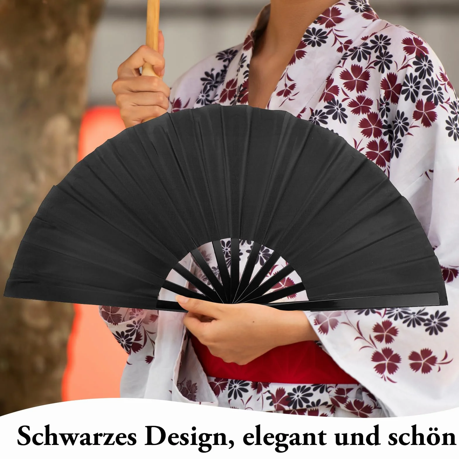 Abanicos Seda Plegables Portátiles 3 Piezas con Funda Tela Protectora para Danzas Disfraces Decoración