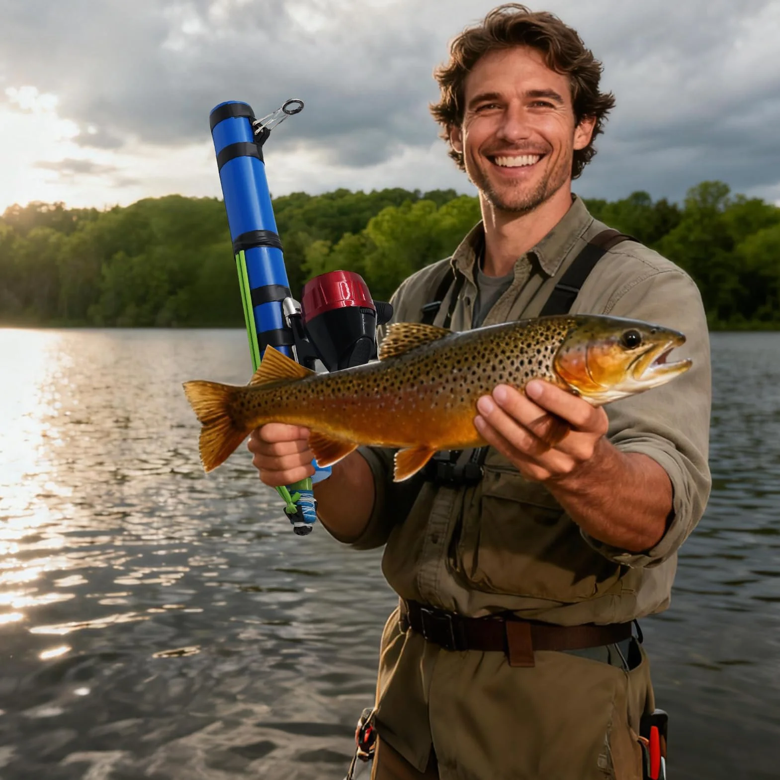 Caña de pesca tirachinas para pesca de agua salada y dulce, bajo y trucha