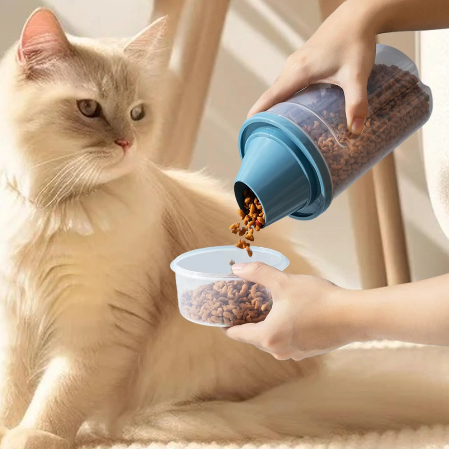 Contenedor hermético de almacenamiento para alimentos para mascotas, dispensador de aperitivos para cachorros de 1000 ml, perfecto para almacenamiento de alimentos secos en casa, viajes y