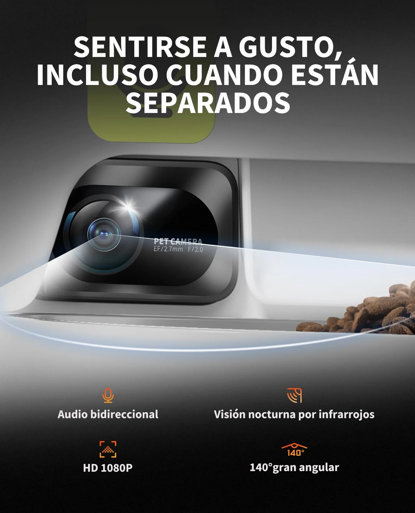 PETKIT Comedero Gato Automatico con Cámara, 5L Doble Tolva Dispensador Comida Gatos/Perros, 1080P HG, Función AI, 2.4G WiFi, Audio Bidireccional, App Control, Cuenco de Acero Inoxidable