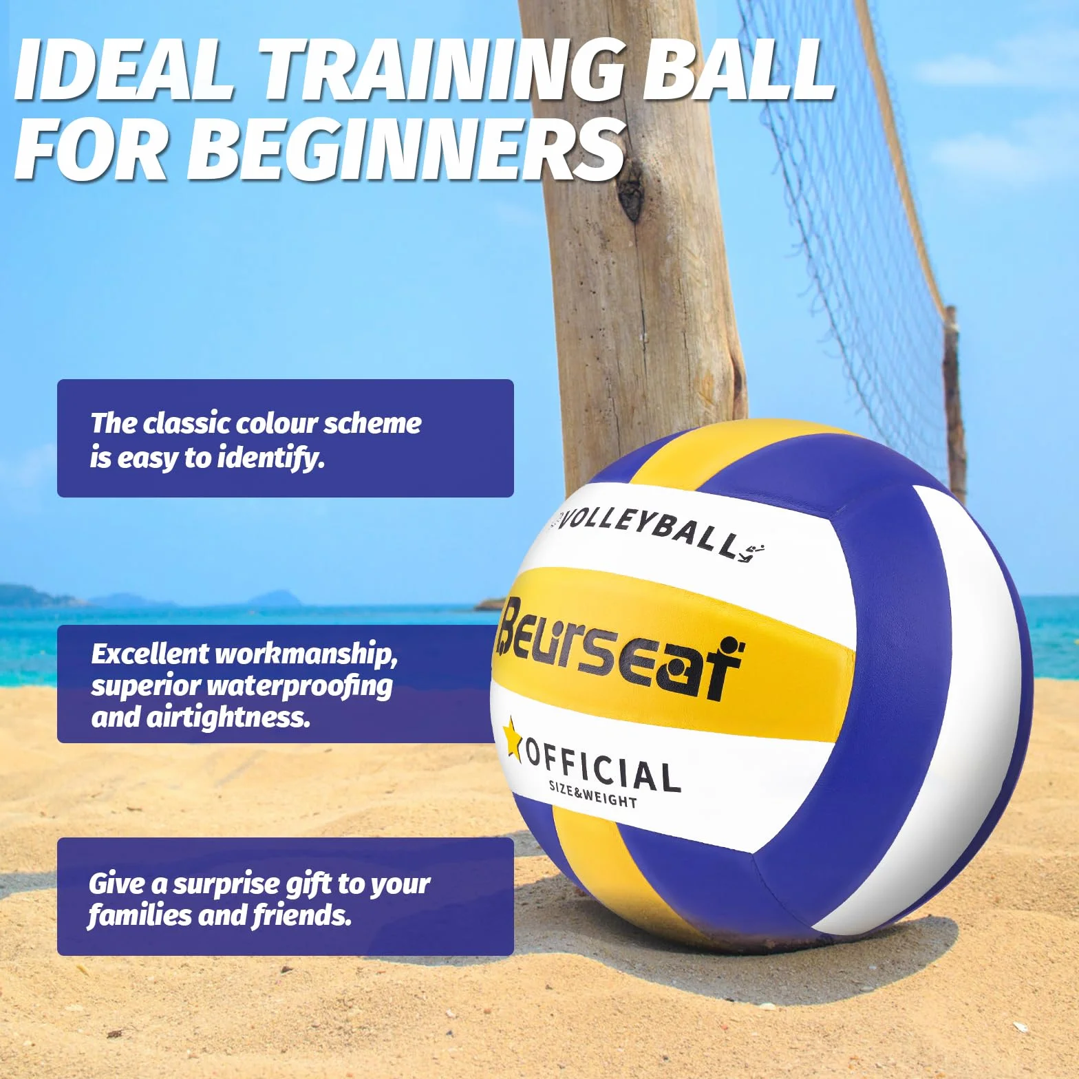 Pelota de Voleibol Oficial Talla 5 para Interior y Exterior, Voleibol de Playa Tacto Suave