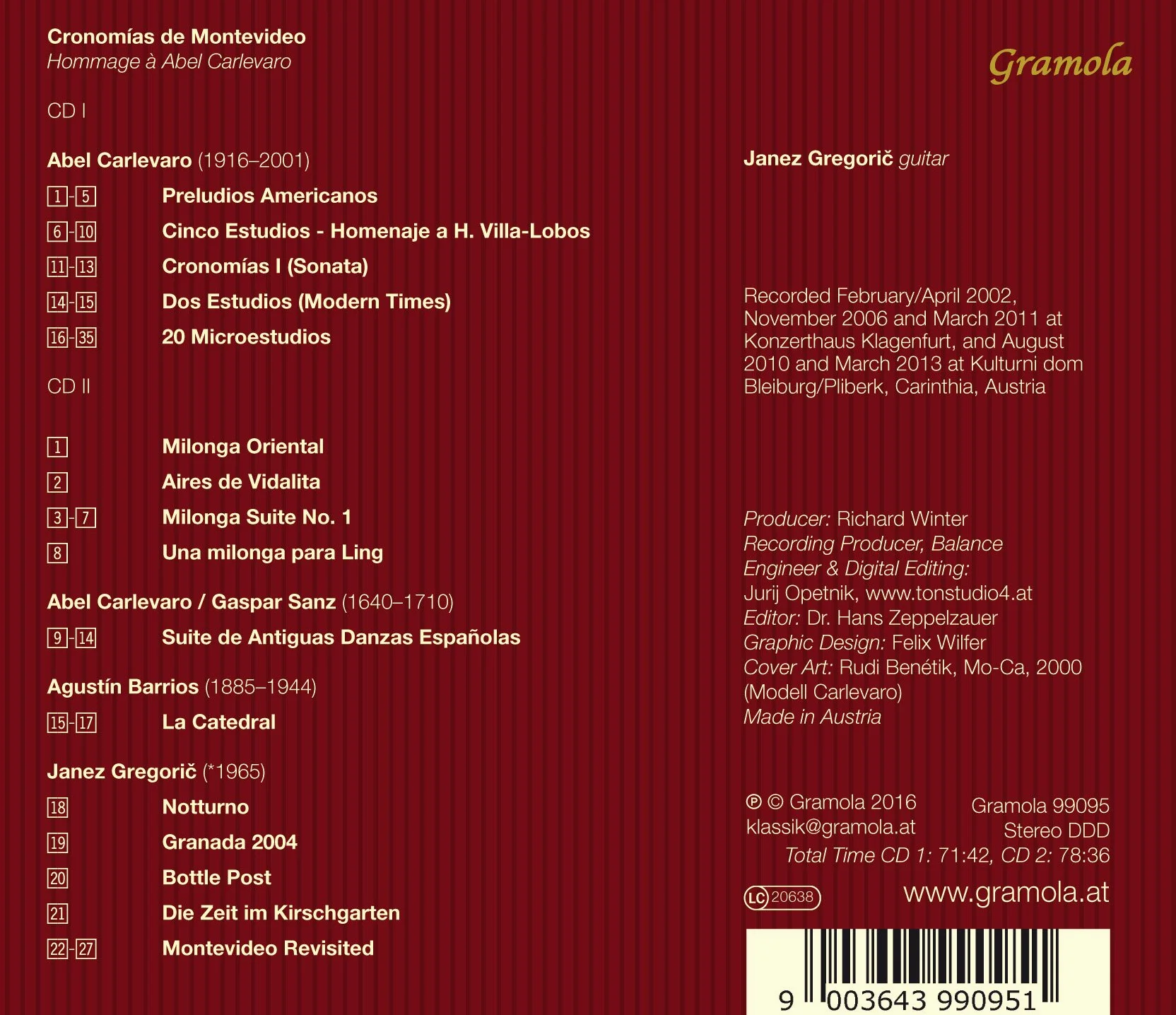 Cronomias de Montevideo Hommage à Abel Carlevaro Gregoric