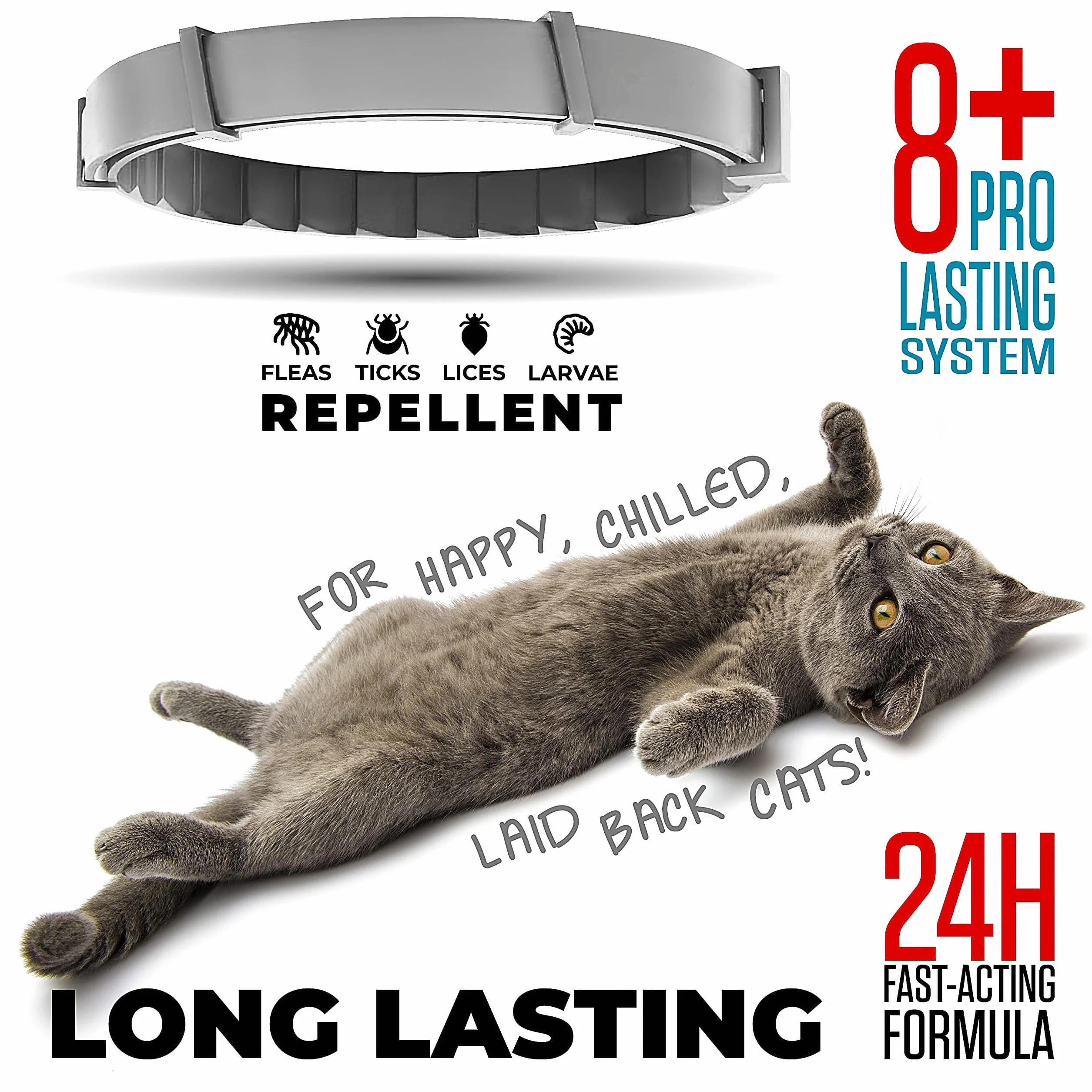 4 Collares antiparasitarios para Perros y Gatos, 38CM 8 Meses de protección, Collar antipulgas para Perros y Gatos, Ajustable, Collar antipulgas para Todos los Dog Cats