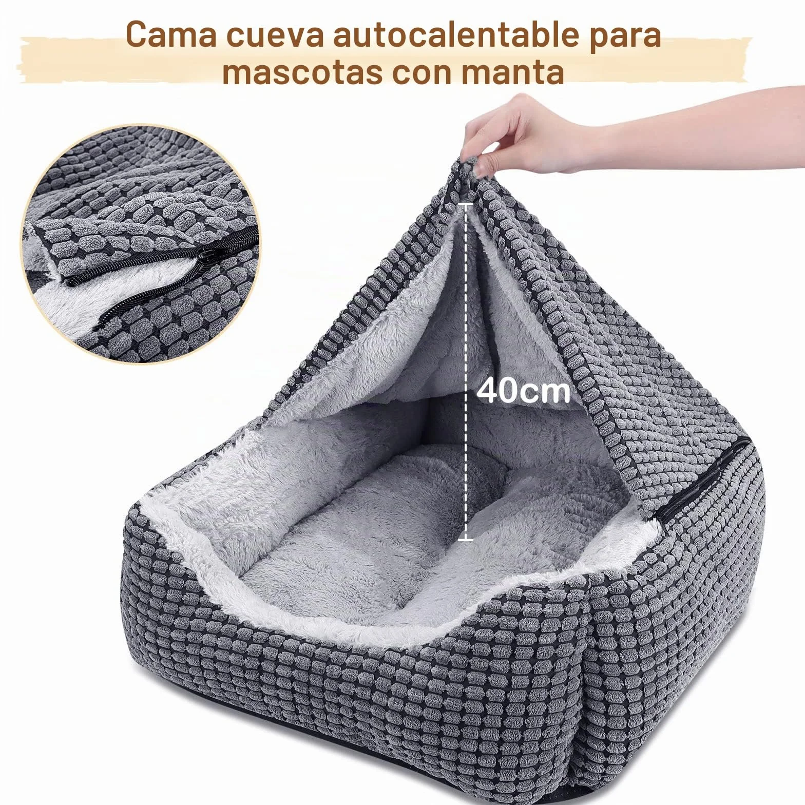 JOEJOY Cama para perros de tamaño mediano, cesta para perros con manta extraíble, cama para perros de pana mullida, lavable, antideslizante, sofá para perros con borde alto, cabe hasta 14 kg mascotas