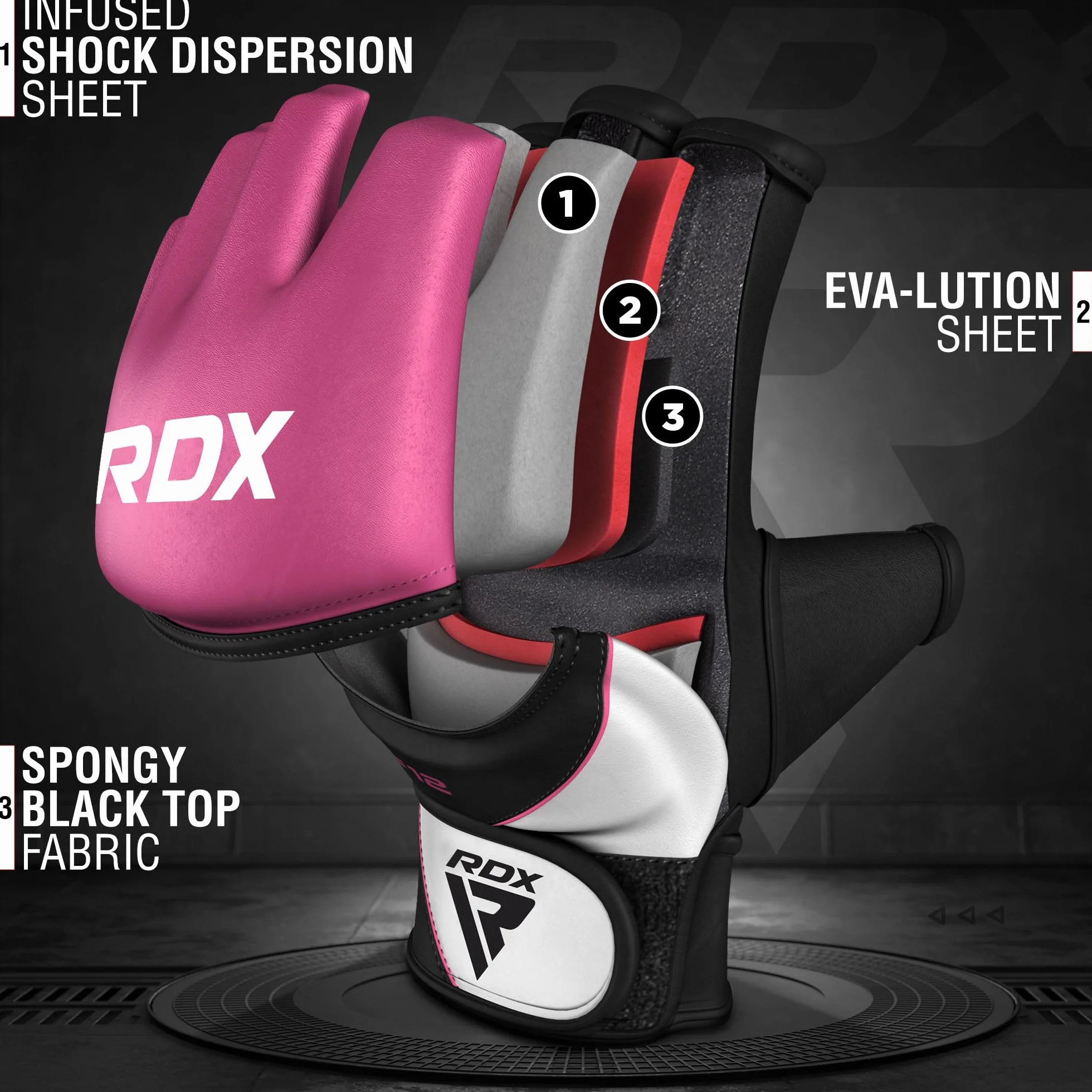 RDX Guantes MMA Maya Hide Cuero Abierto Palma Entrenamiento