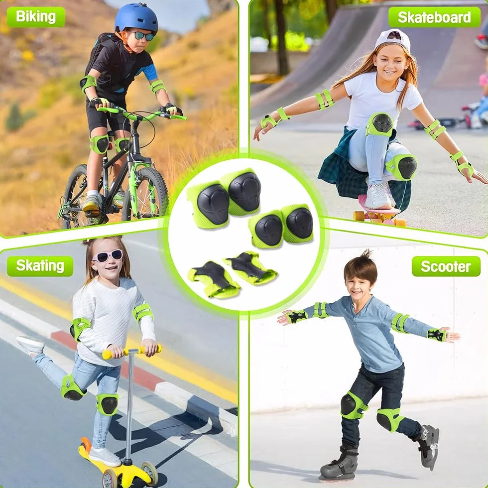 Protecciones Patines Niña Set Rodilleras Coderas Muñequeras Patinaje Monopatín Bicicleta Verde M