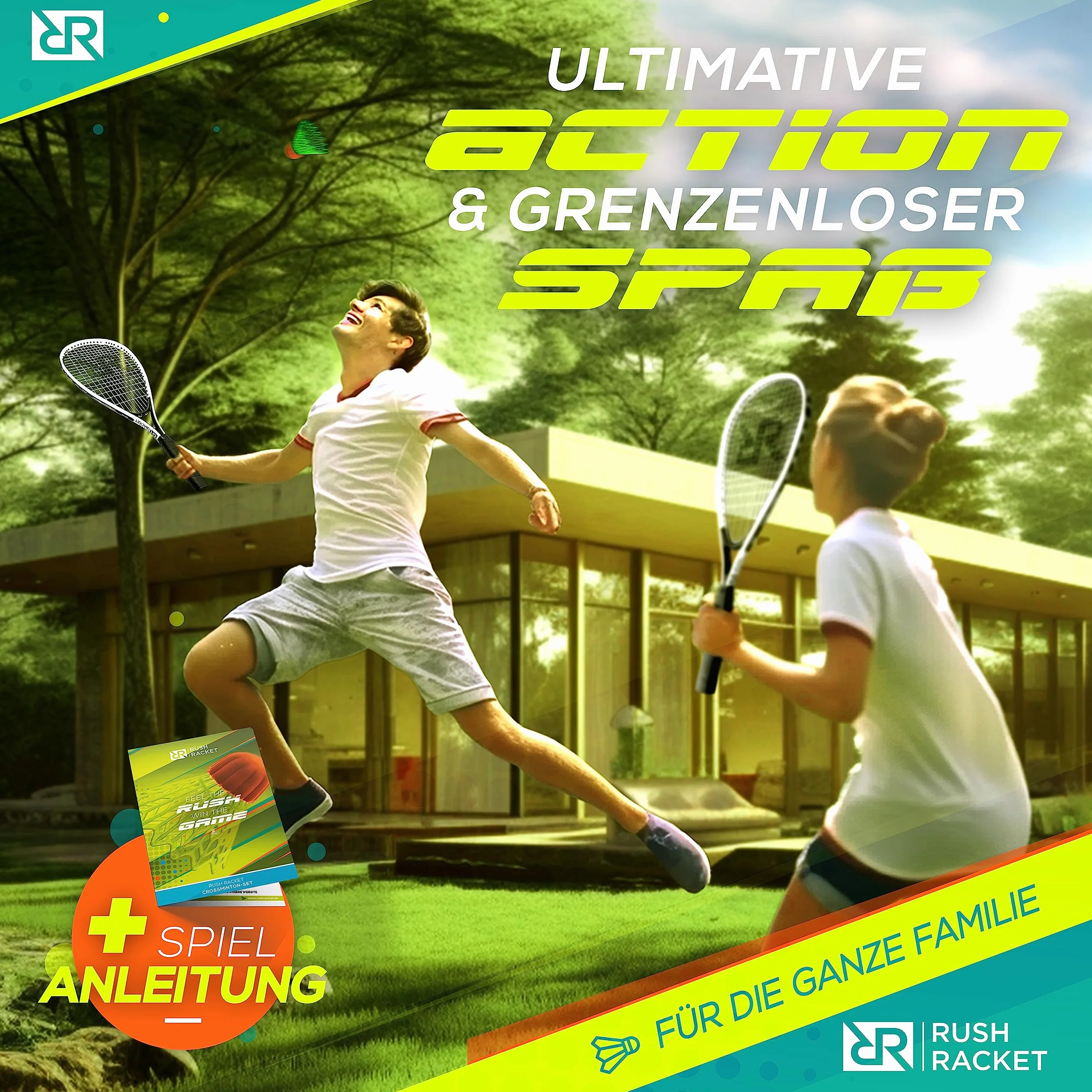 Juego de bádminton RS3 Speed 5 piezas raquetas pelotas bolsa transporte crossminton blanco