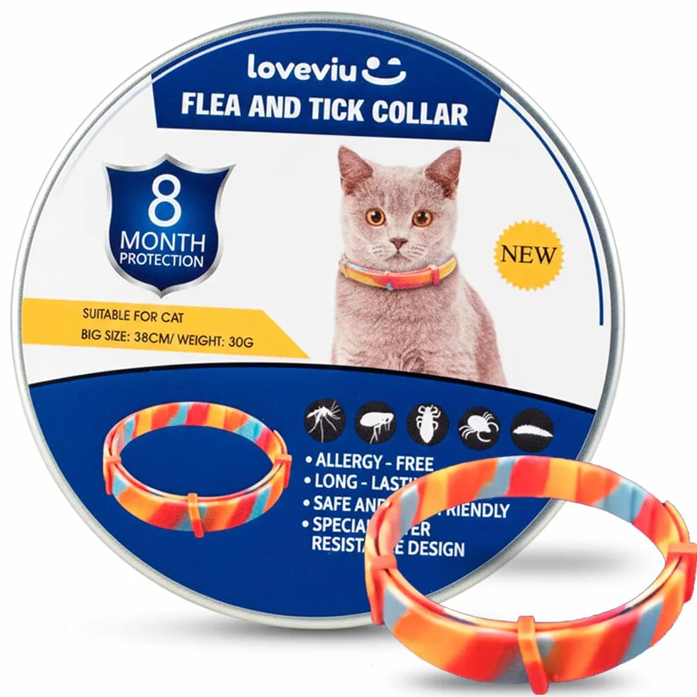 Collar Antiparasitario Gatos - 100% Natural – Protección 8 Meses – 38 cms, Impermeable y Ajustable, Uso al Aire Libre