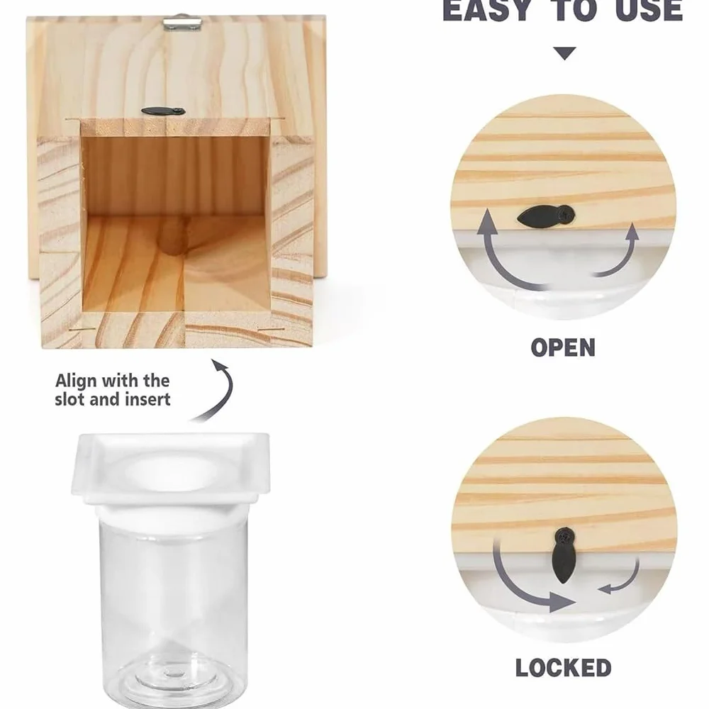 Trampa para Abejas carpinteras con Caja Fuerte Desmontable. Atrae a Las Abejas carpinteras con Cebo. Trampas Colgantes Naturales Estilo Loft, B