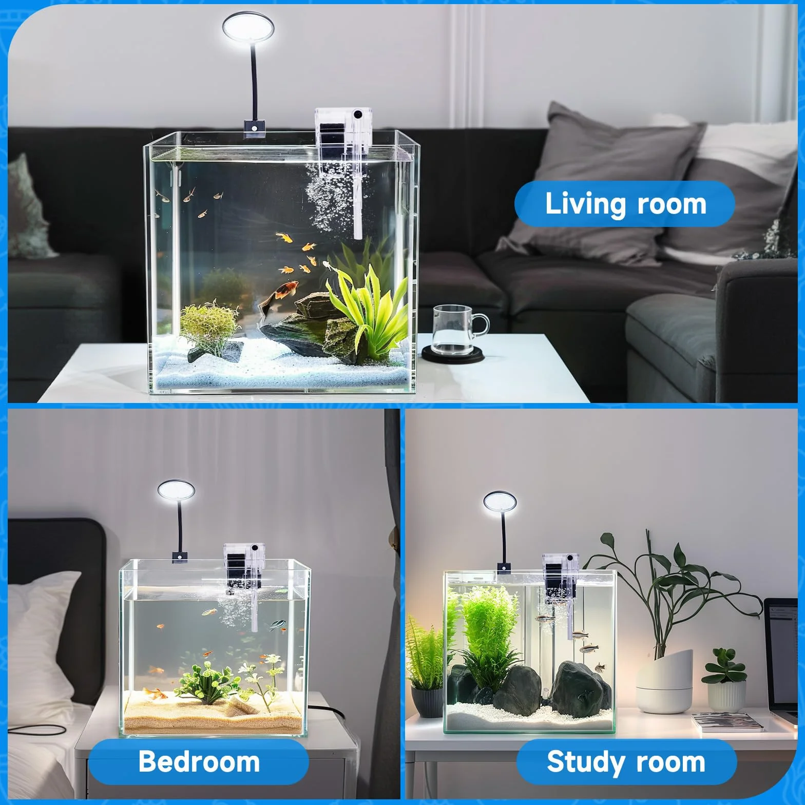 Nobleza - Pecera de Cristal 27 litros con Filtro Integrado e Iluminación LED – Acuario Completo para Principiantes e Iniciación