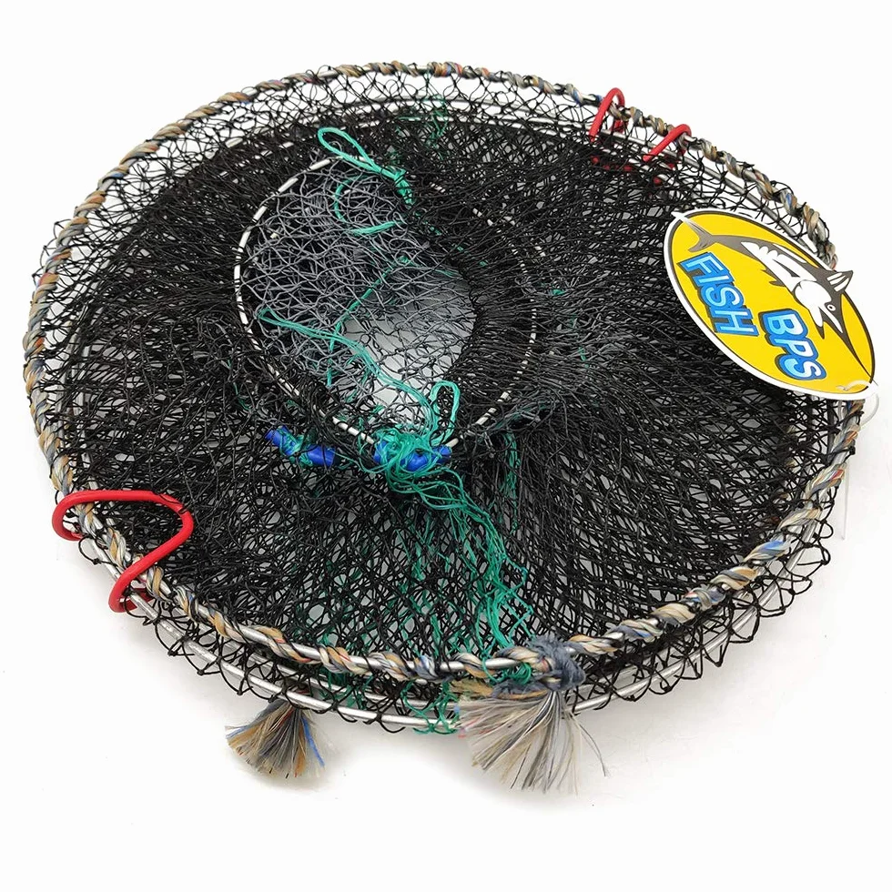 BPS Red de Pesca Malla Cesta de Camarones Pesca Cangrejo Plegable Jaula de Pesca Trampa 2 Tamaños