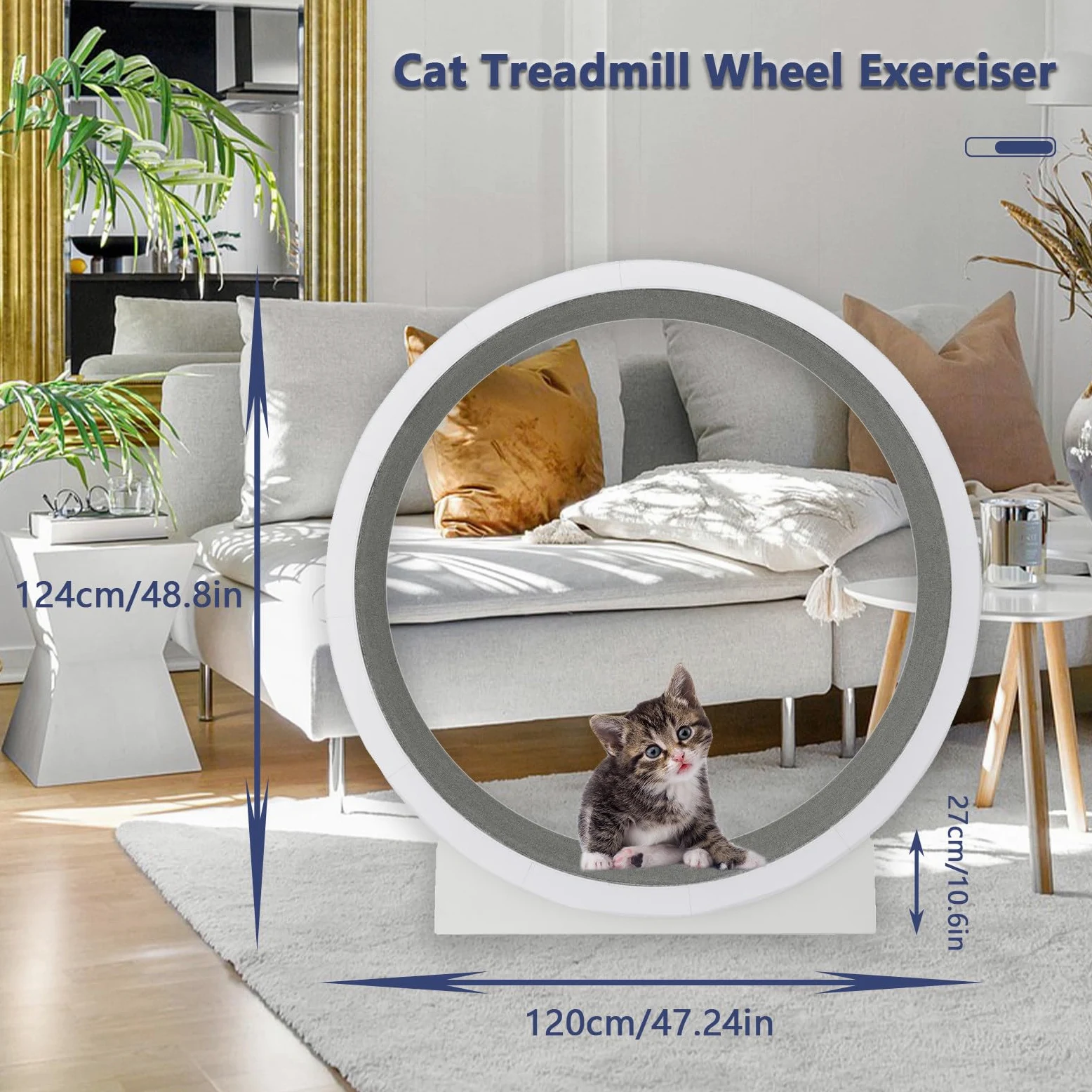 Rueda de Ejercicio para gatos Ruedas para gatos de Interior, Rueda para Correr para gatos con Pista alfombrada y Rueda silenciosa, Ruedas para hámster para gatos para Perder Peso y Salud