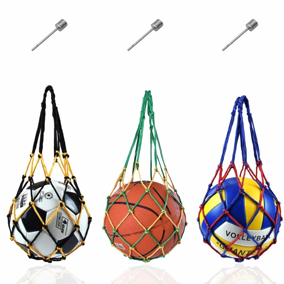 Bolsa de Red para Pelotas de Fútbol, Baloncesto, Rugby y Voleibol - Portátil con 3 Agujas