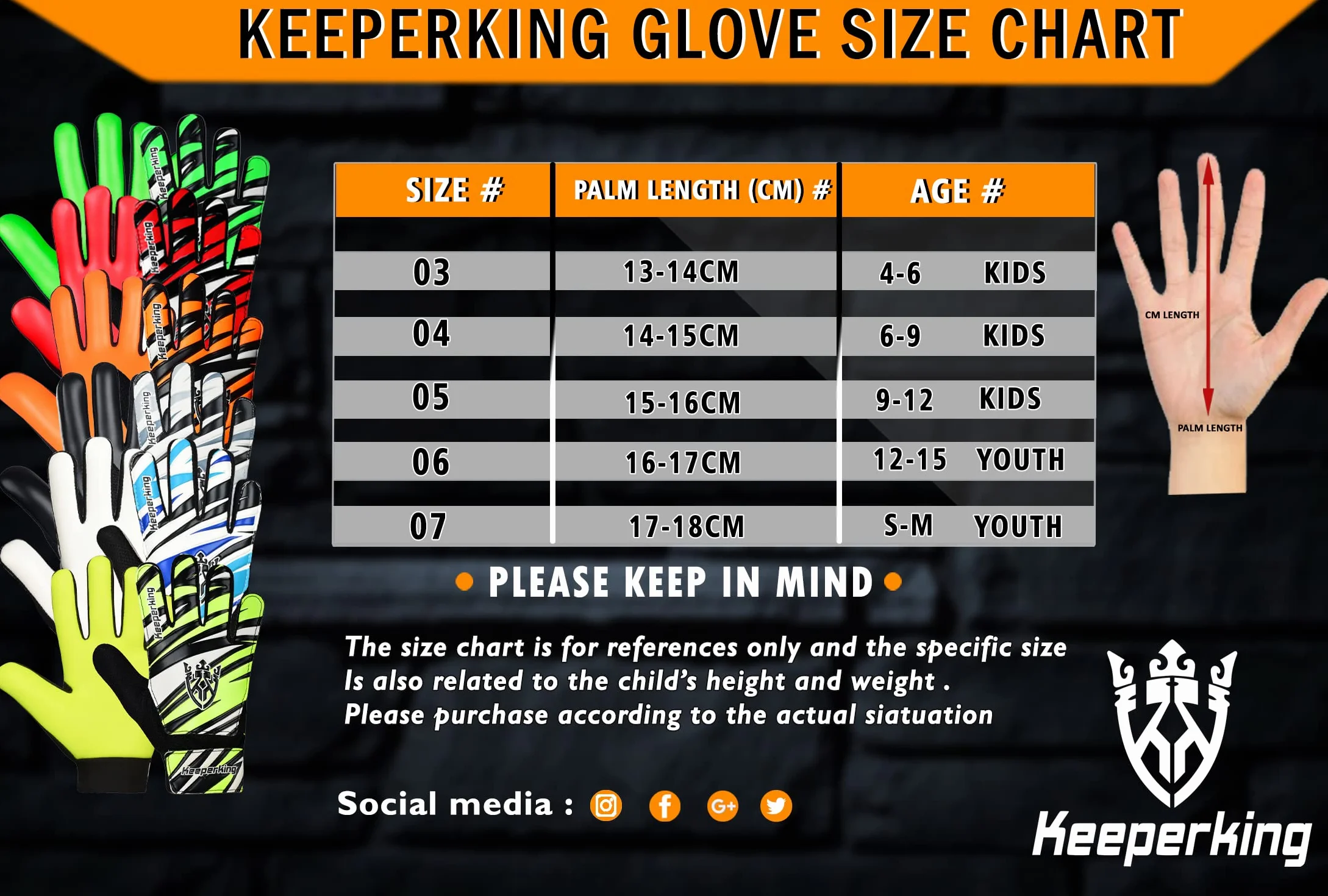 Keeperking Guantes de Portero Fútbol Talla 4-7