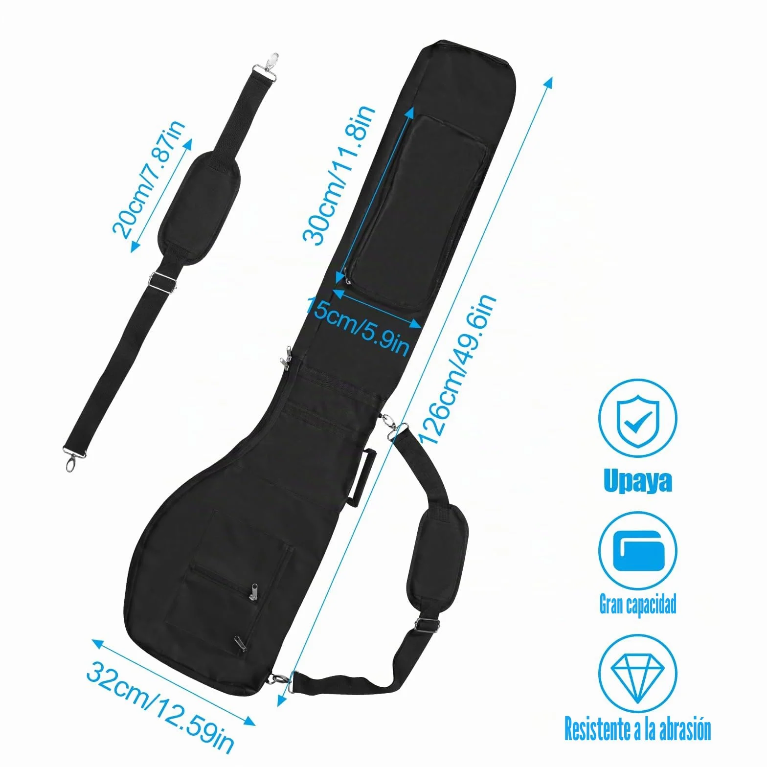 Bolsa de Viaje Plegable para Palos de Golf Impermeable Negra