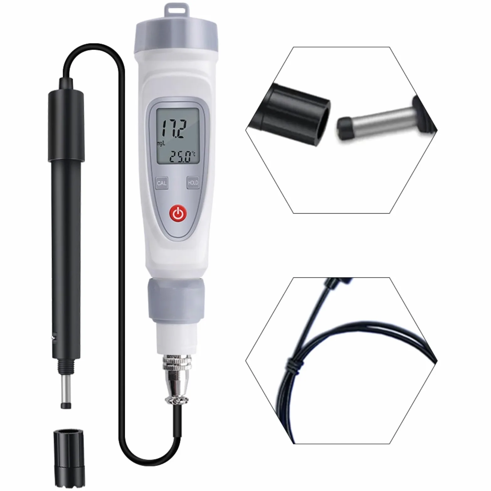 Oxímetro digital disuelto con compensación automática de temperatura, probador de DO, portátil, para análisis de calidad del agua en acuicultura y laboratorios, rango de medición 0-20 mg/L