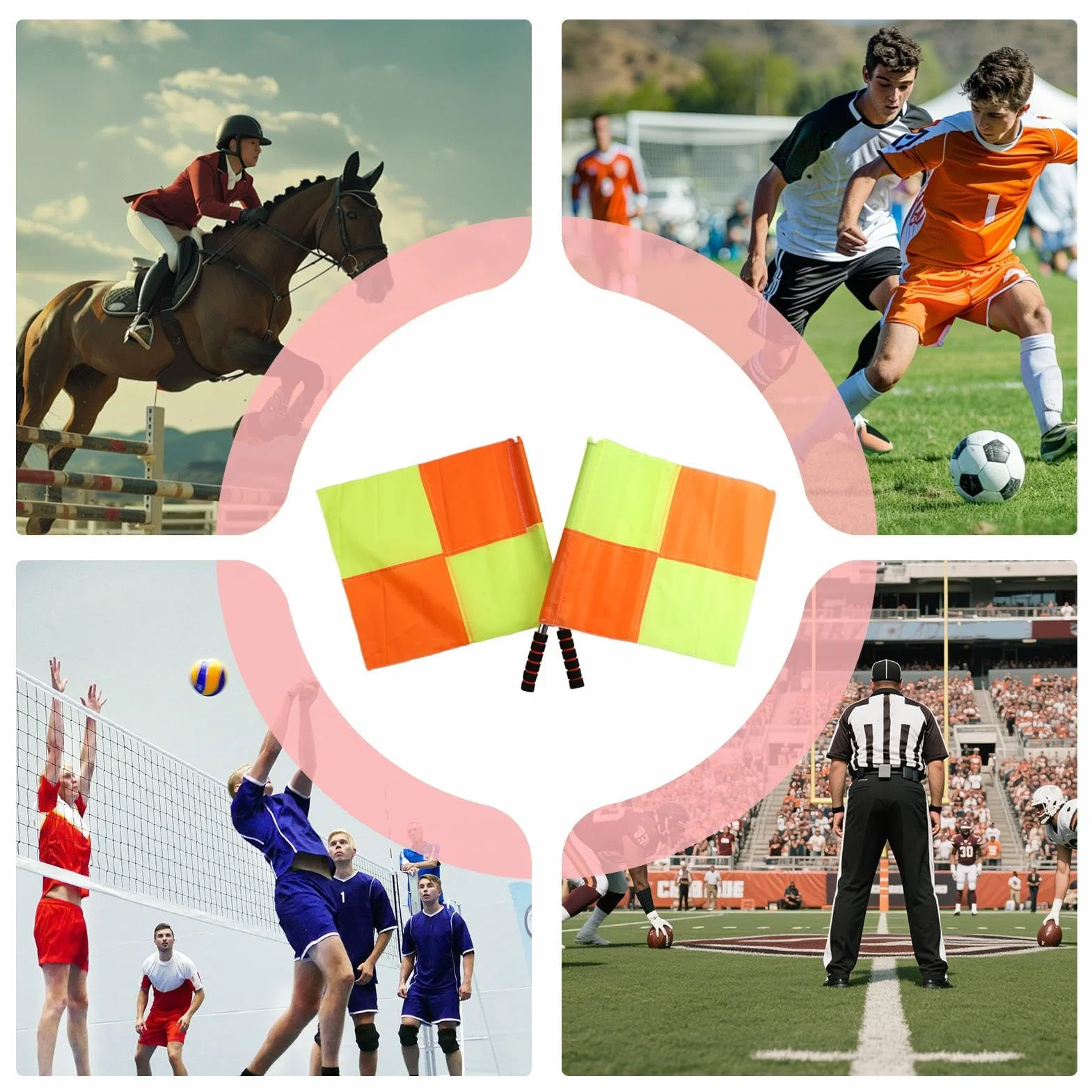Bandera De Árbitro De Fútbol Juego De 2 Banderines Naranja Y Amarillo Mango Ergonómico