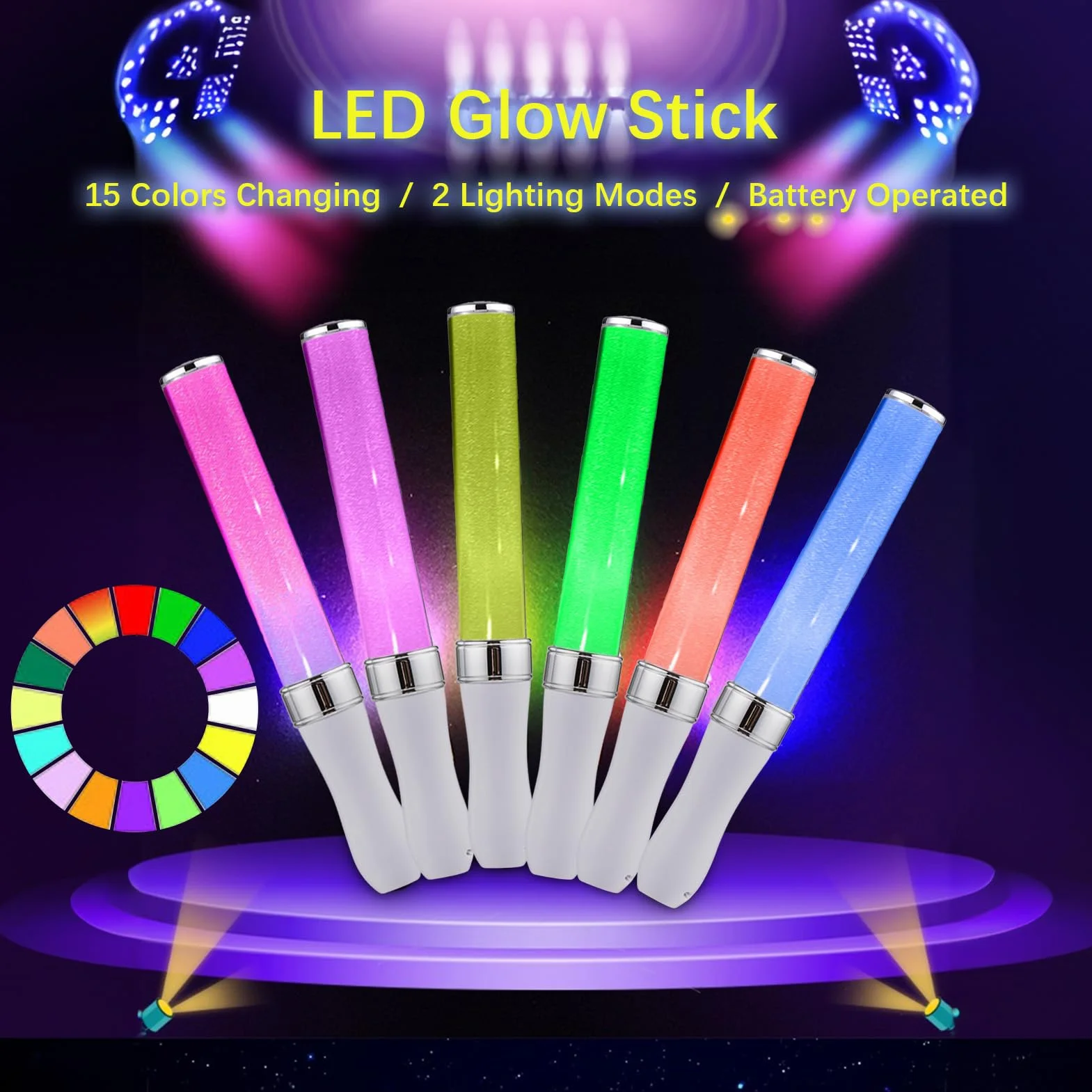 Barras Luminosas de Emergencia Luz LED 15 Colores Cambia de Color para Conciertos