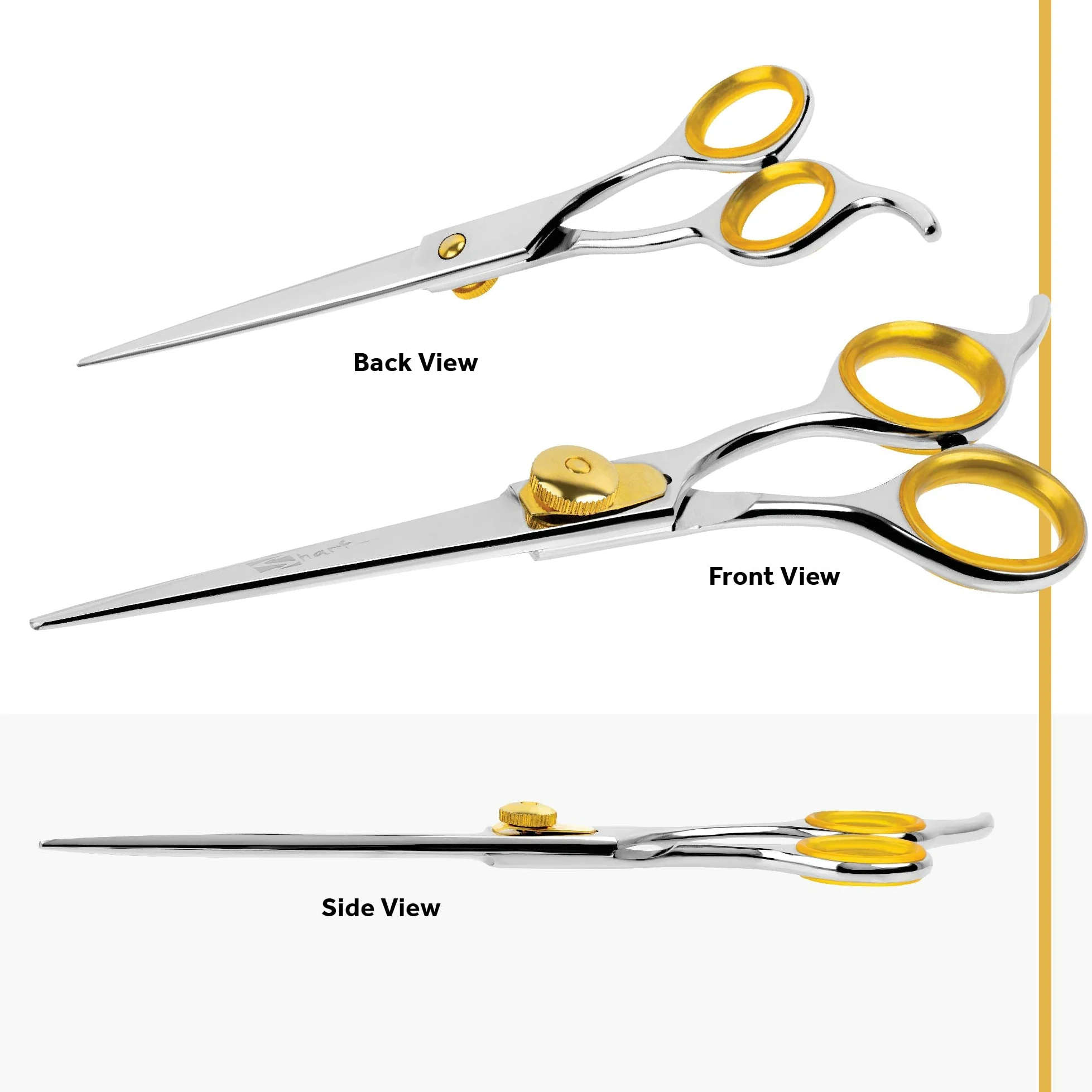 SHARF Gold Touch Tijeras de Peluquería Mascotas Cuchillas Rectas Acero Inoxidable 19 cm