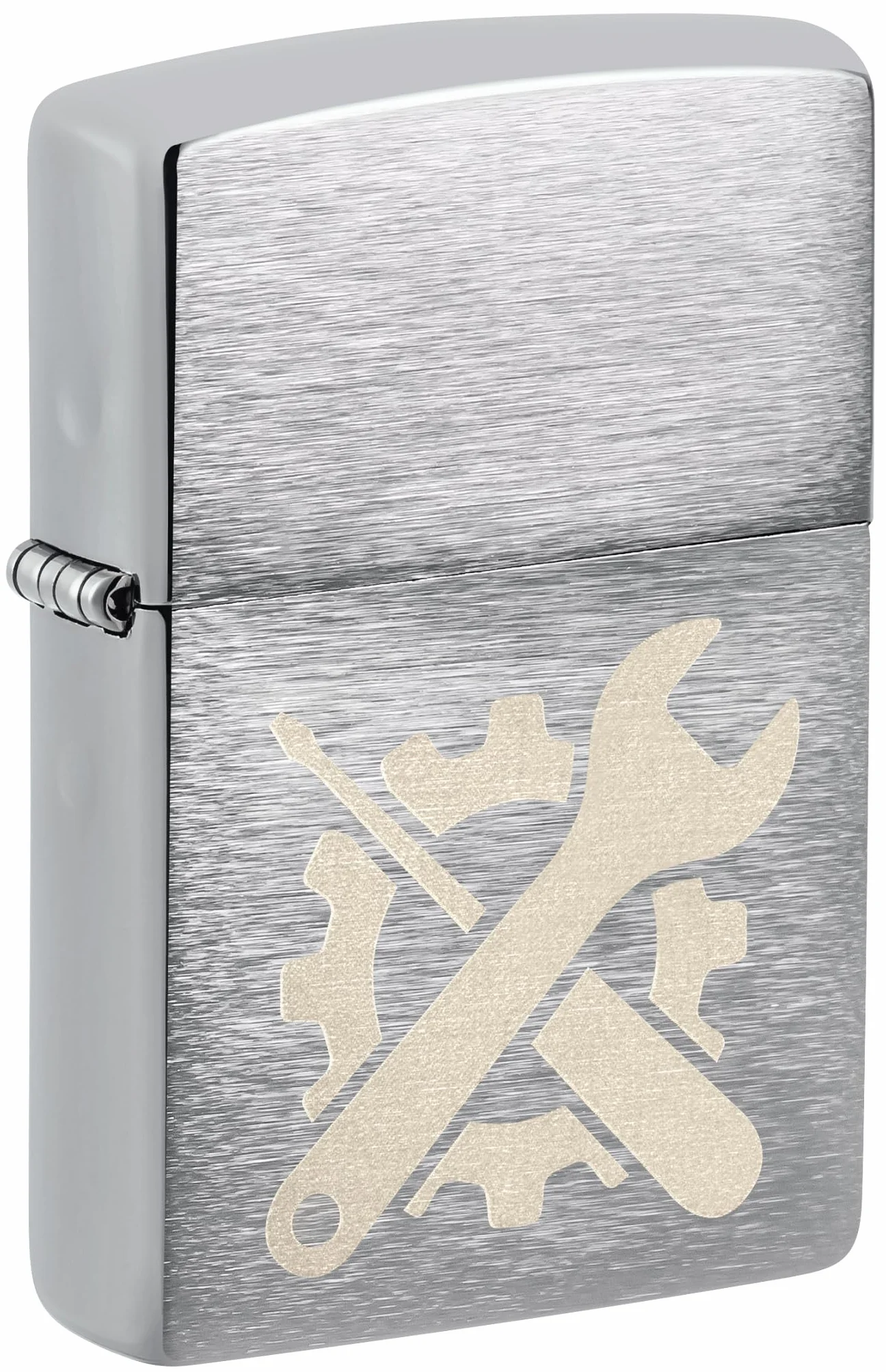 Zippo Encendedor a prueba de viento Brushed Chrome Laser Engrave Recargable Caja regalo