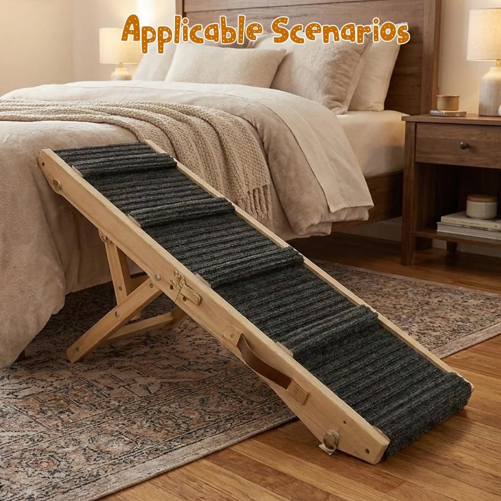 Rampa para perros – Antideslizante – Rampa extra ancha para coche plegable con conexión sin costuras a la plataforma – Soporta hasta 50 kg – Ajustable, sofá, cama, coche para perros pequeños y
