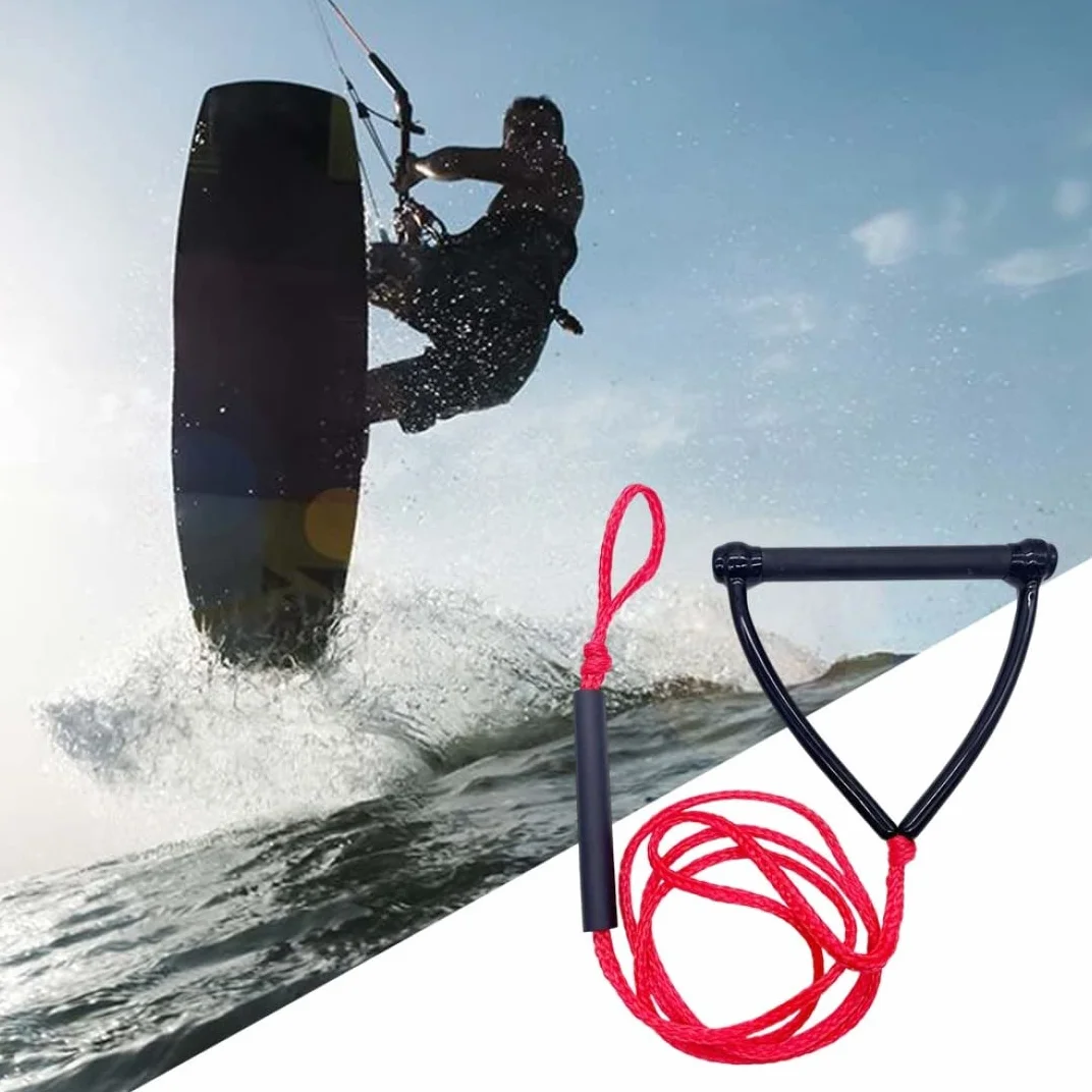 Cuerda de Wakeboard y Esquí Acuático Roja 24 Pies con Mango de Remolque