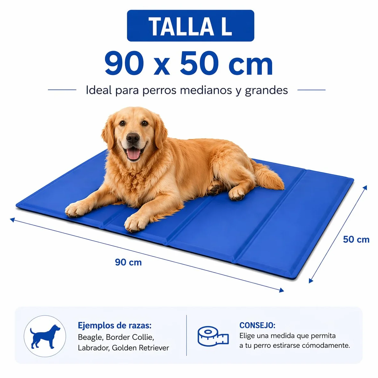 Alfombra Refrescante Para Mascotas 90x50cm - Coolbed - Autorefrigerante - Cama Perro Grande - Colchoneta - Dog Bed - Cama Perro Verano - Alfombra Impermeable - Cama Refrescante Perro - Dog Beds